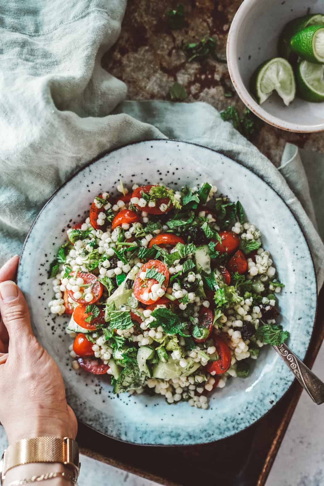 Tabbouleh and Couscous Salad in a bowl