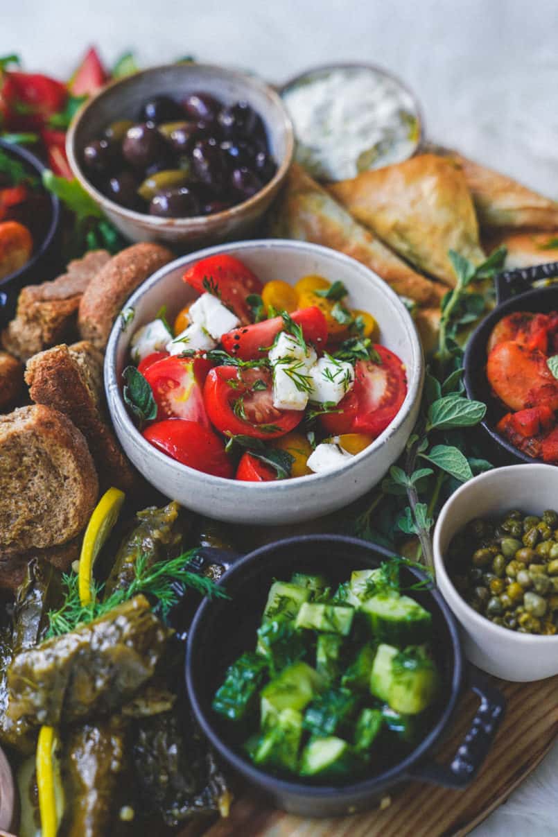 This plant based Greek platter drizzled with Ancient Foods olive oil will please all of your guests. I've included three vegan recipes in this post.