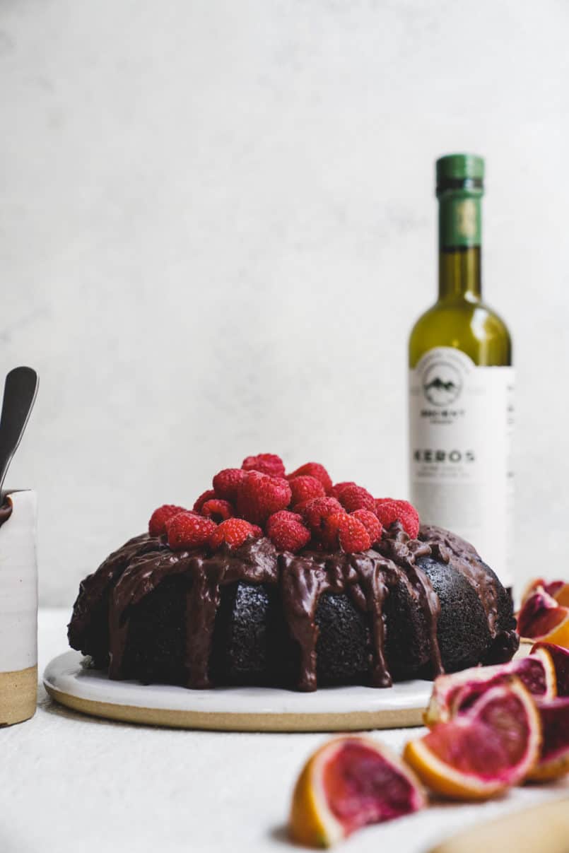 This chocolate brownie olive oil bundt cake is pure decadence and the perfect vegan indulgence thanks to the Ancient Foods Keros Olive Oil I used.