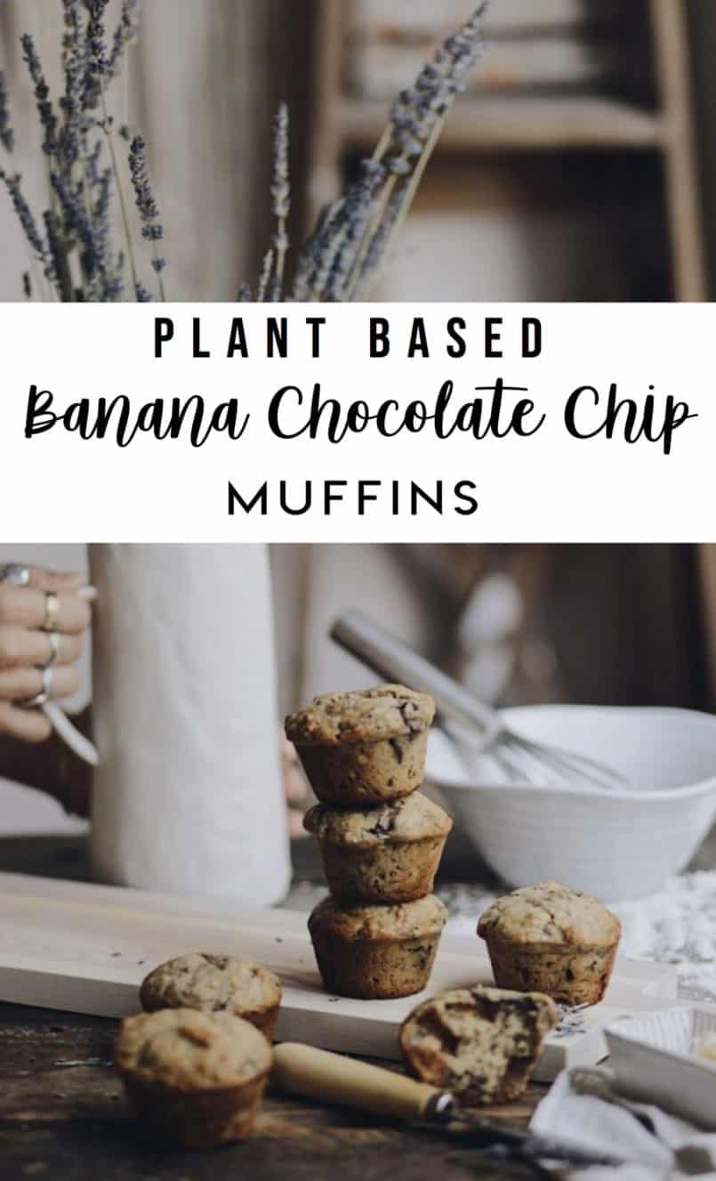 I always have a batch of plant-based banana chocolate chip muffins in the house. They are so easy to whip up and save me every time I need a quick snack.