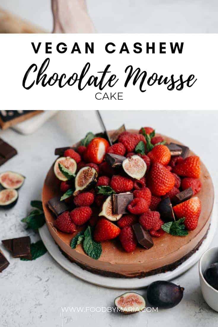 Let me introduce you to your new favourite, super easy, guilt free, VEGAN dessert! This vegan cashew chocolate mousse cake is made with Hu Chocolate.