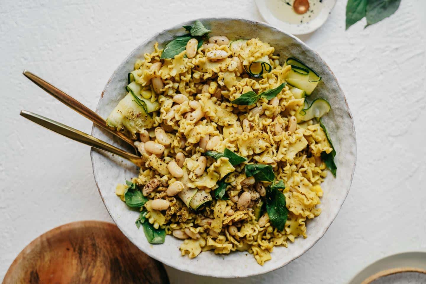 Vegan Pesto Pasta on a white plate