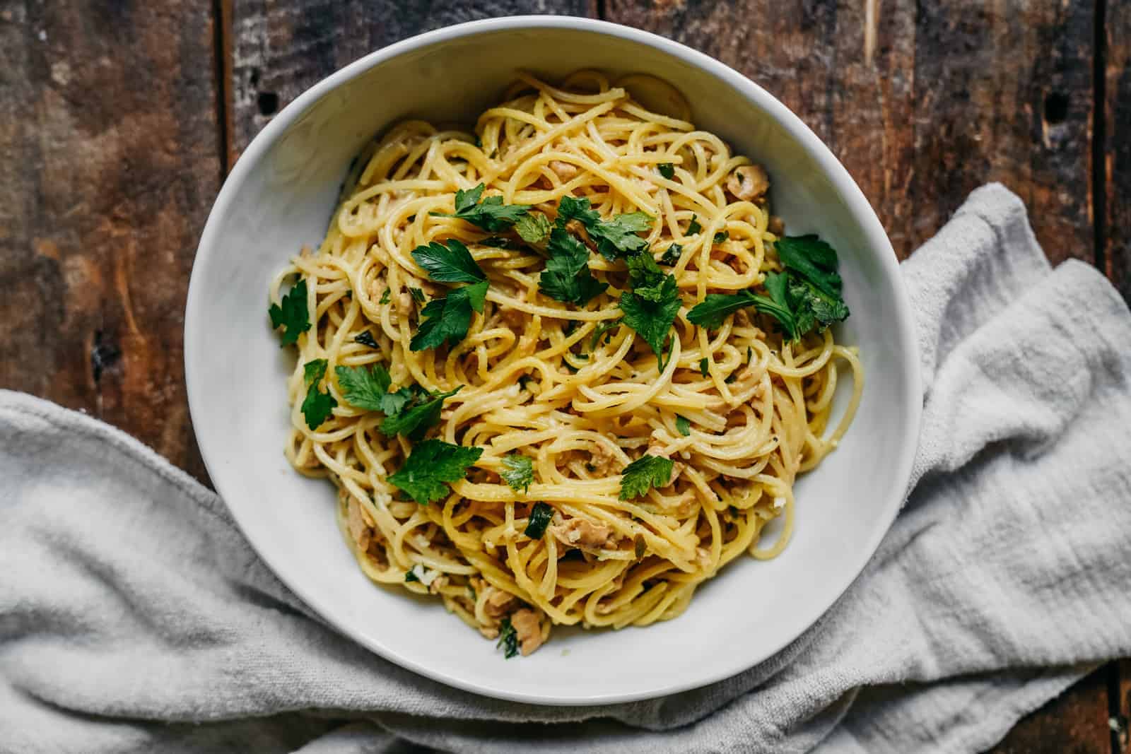 Vegan tuna lemon pasta