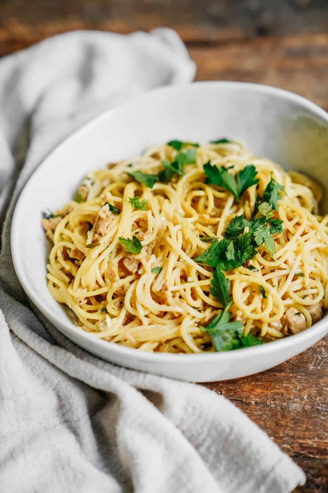 Vegan tuna lemon pasta