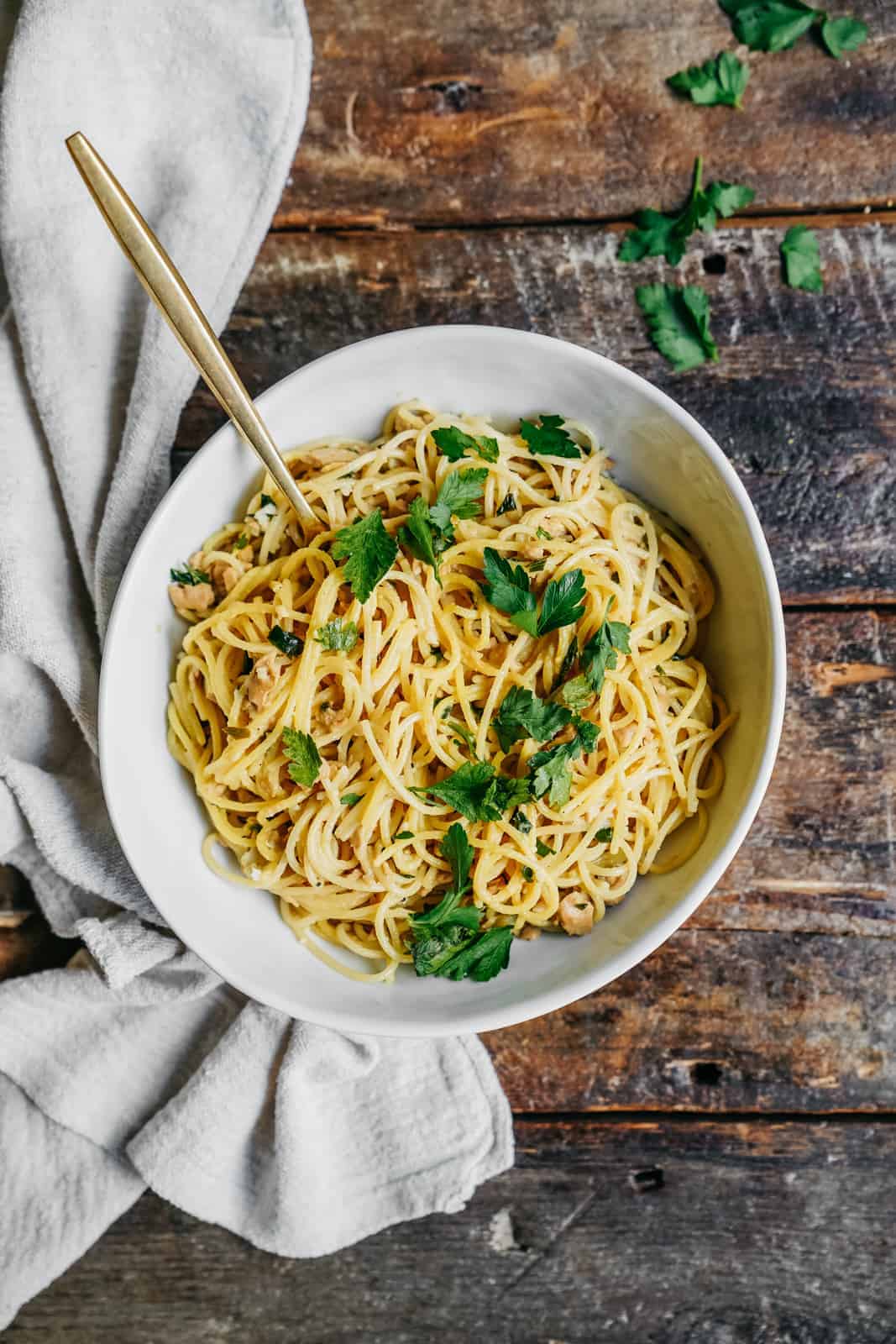 Vegan tuna lemon pasta