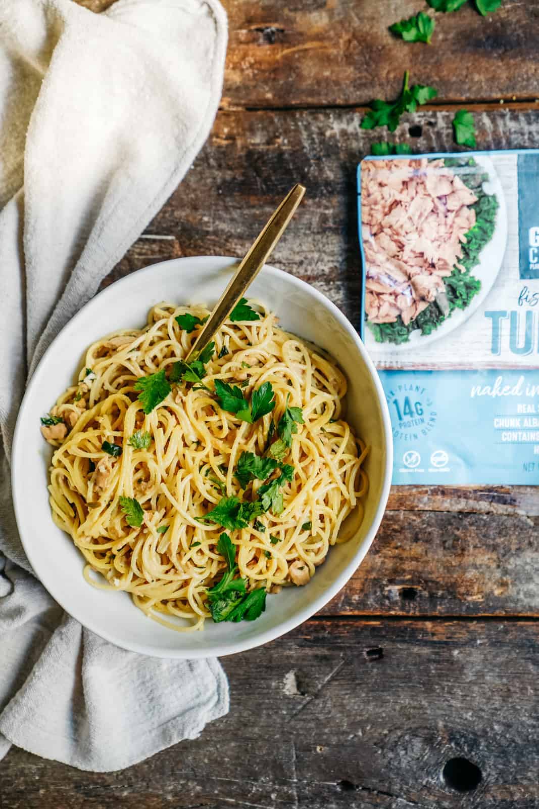 Vegan tuna lemon pasta