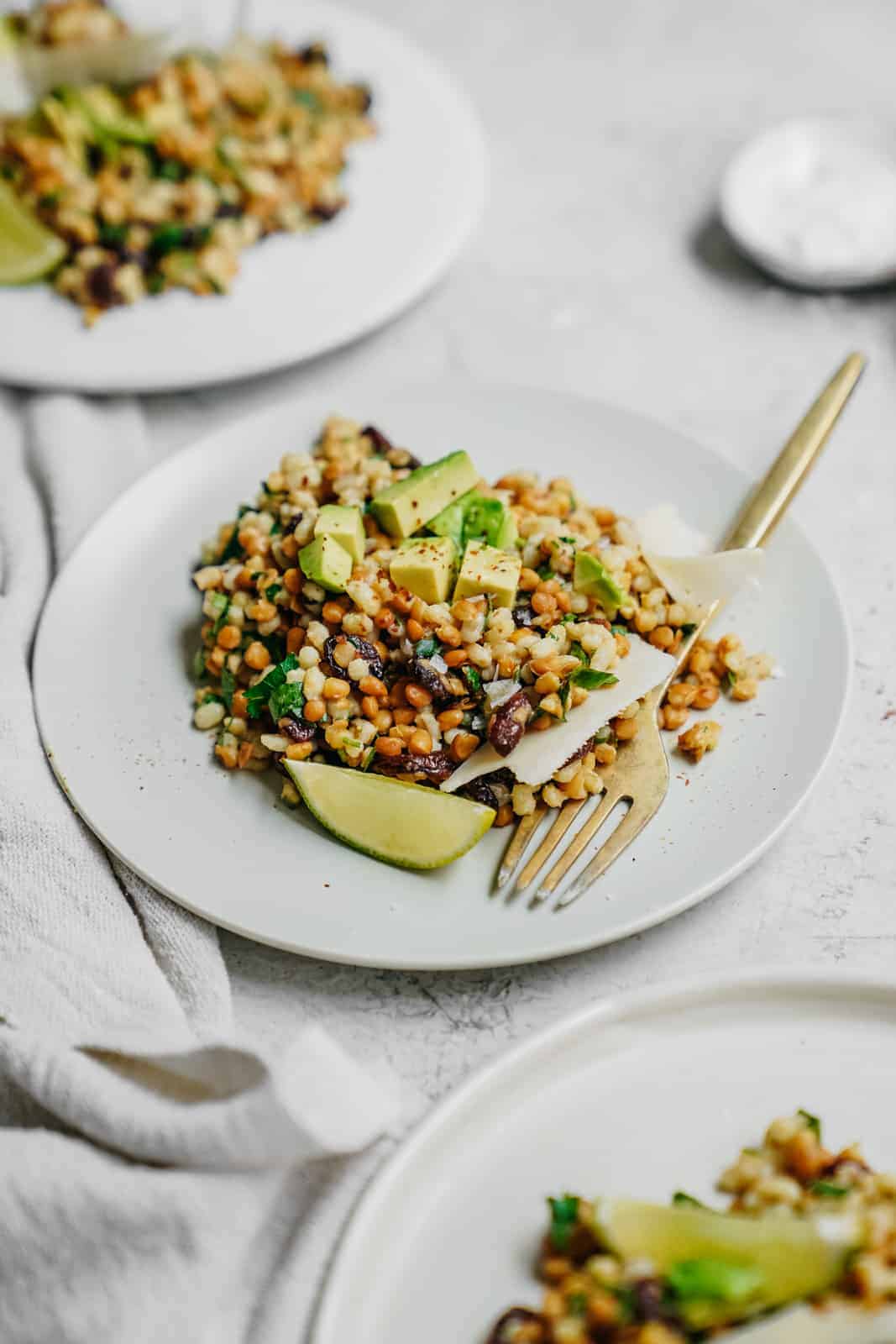 Stacking plates of salad versus only having one plate. A food photography tip to show depth.