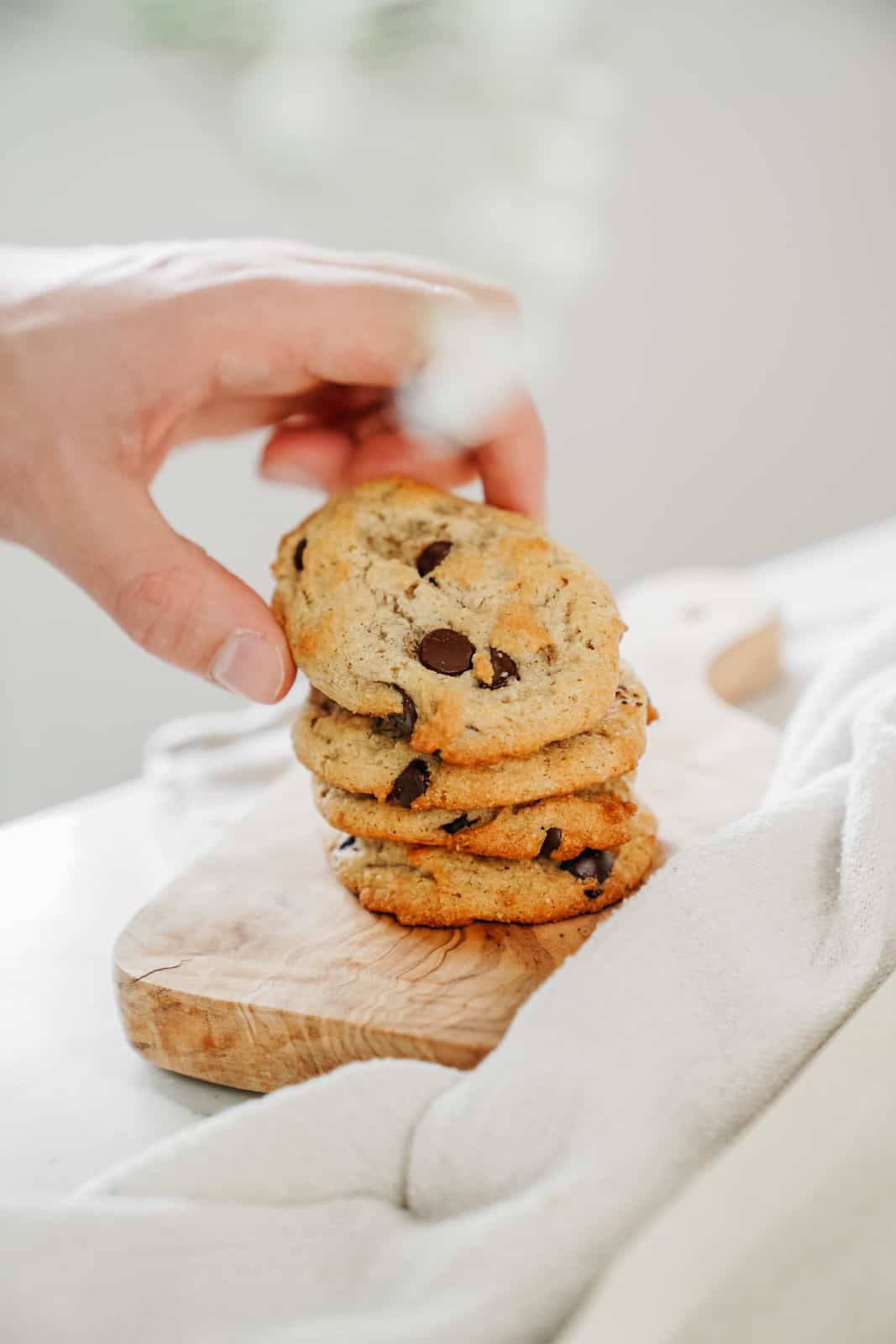 Stack of banana chocolate chip cookies