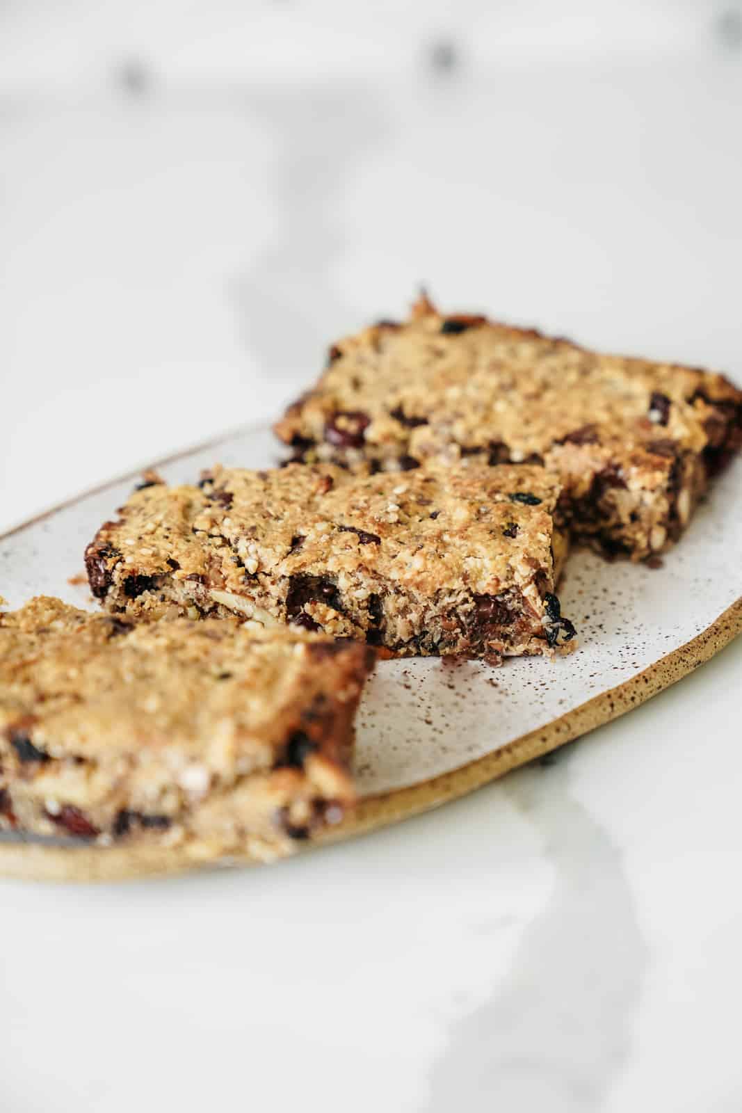 Vegan Granola Bars sitting on a plate