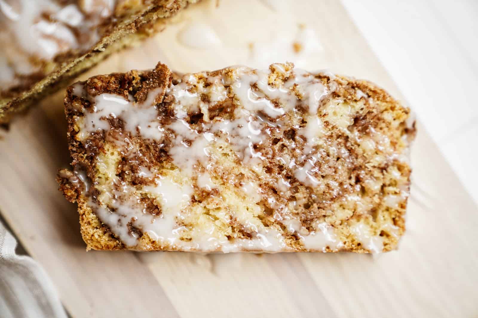 Slice of Vegan Cinnamon Bun Bread 