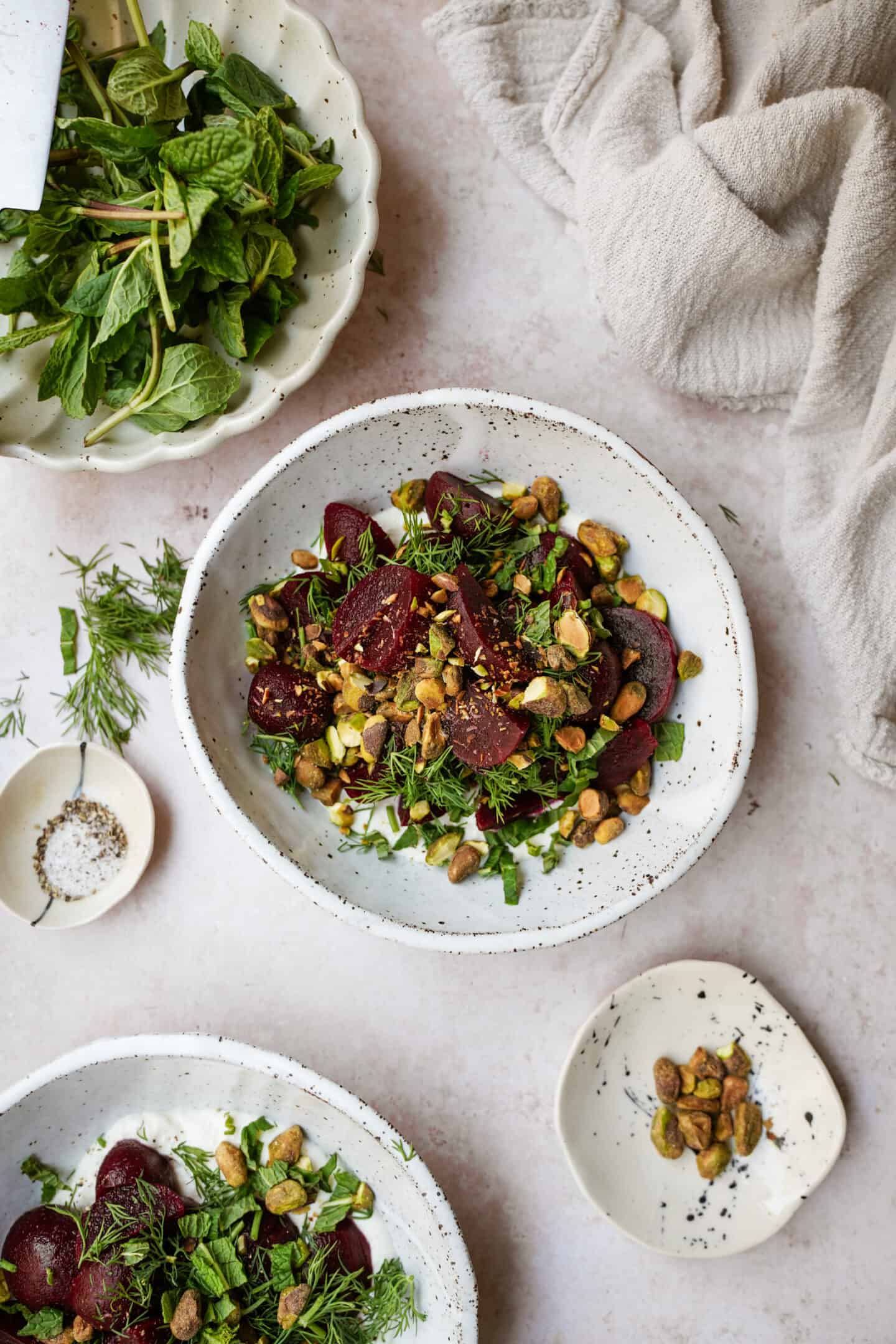 Beet Salad and Feta on a plate