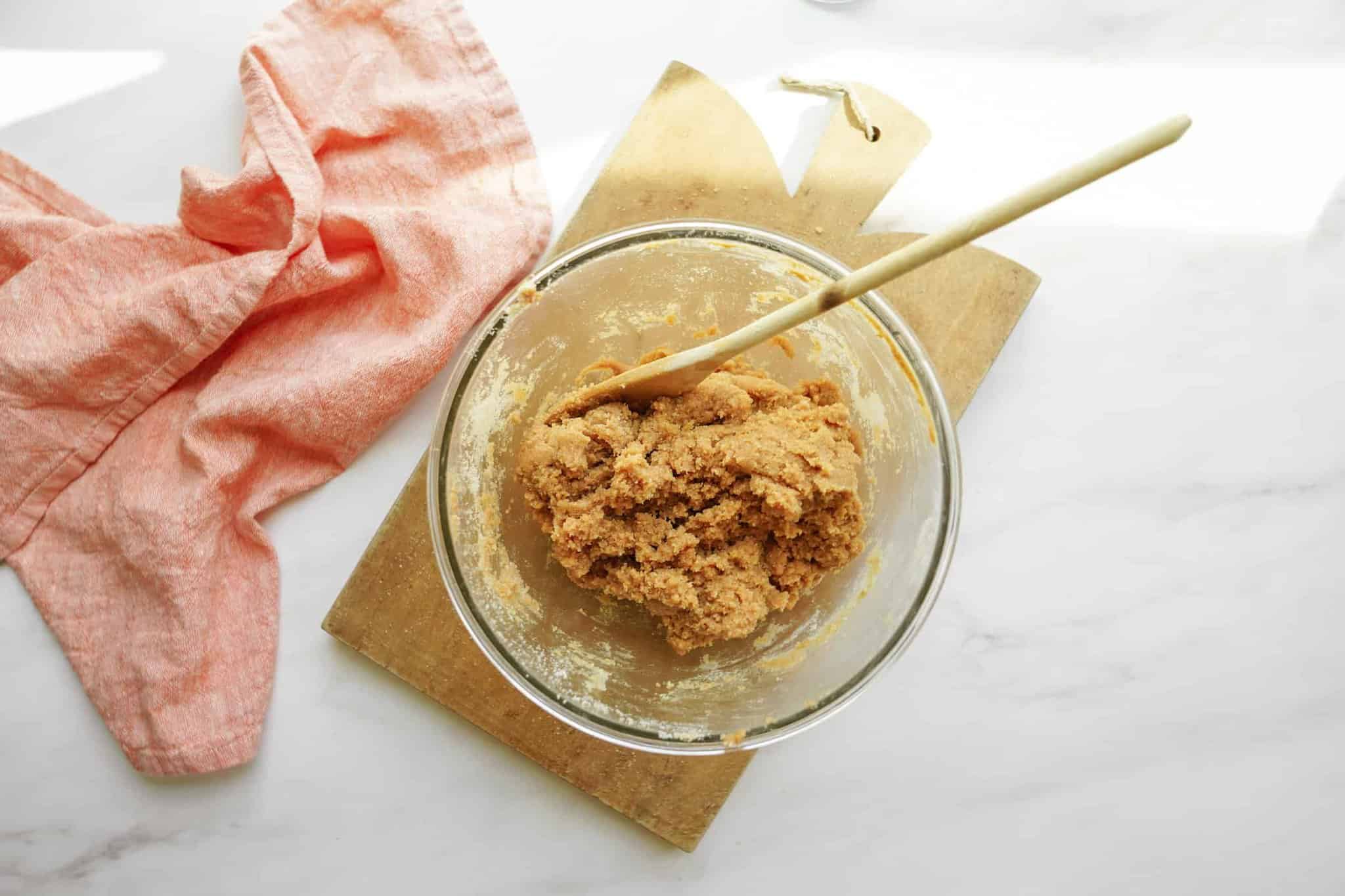 Ingredients for Sunbutter cookies in bowl