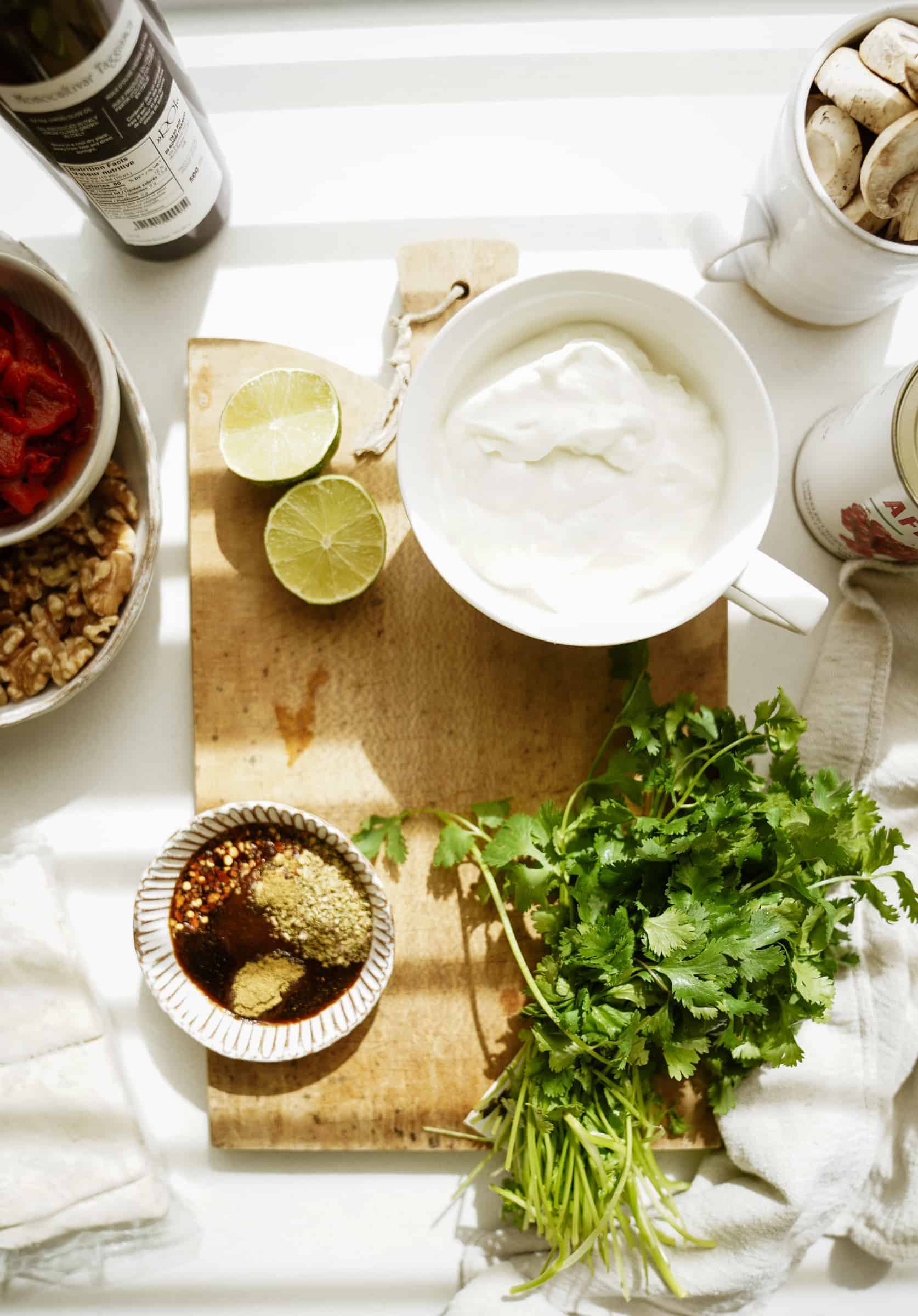 Ingredients for vegan hot pockets on a cutting board