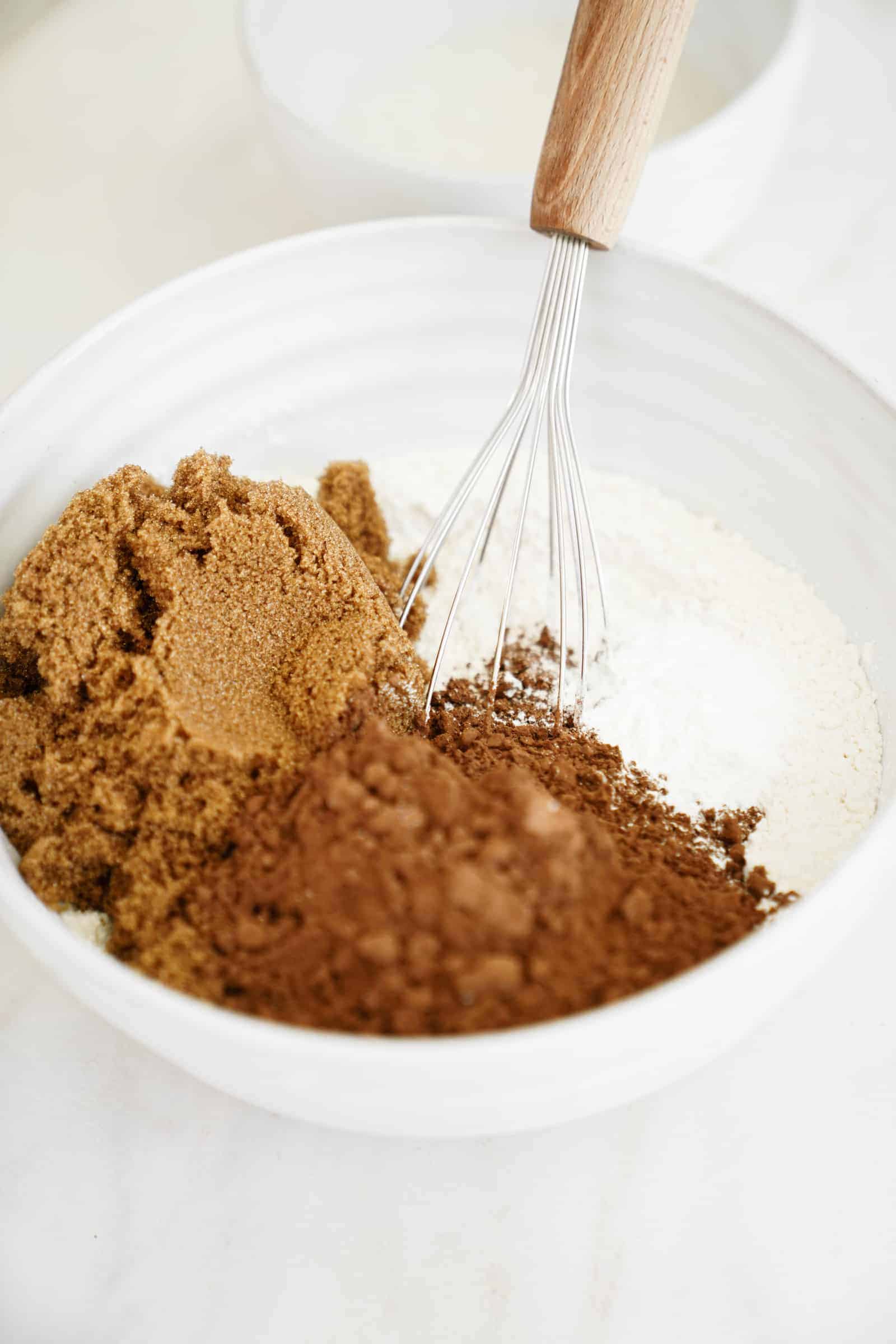 Dry ingredients in a mixing bowl