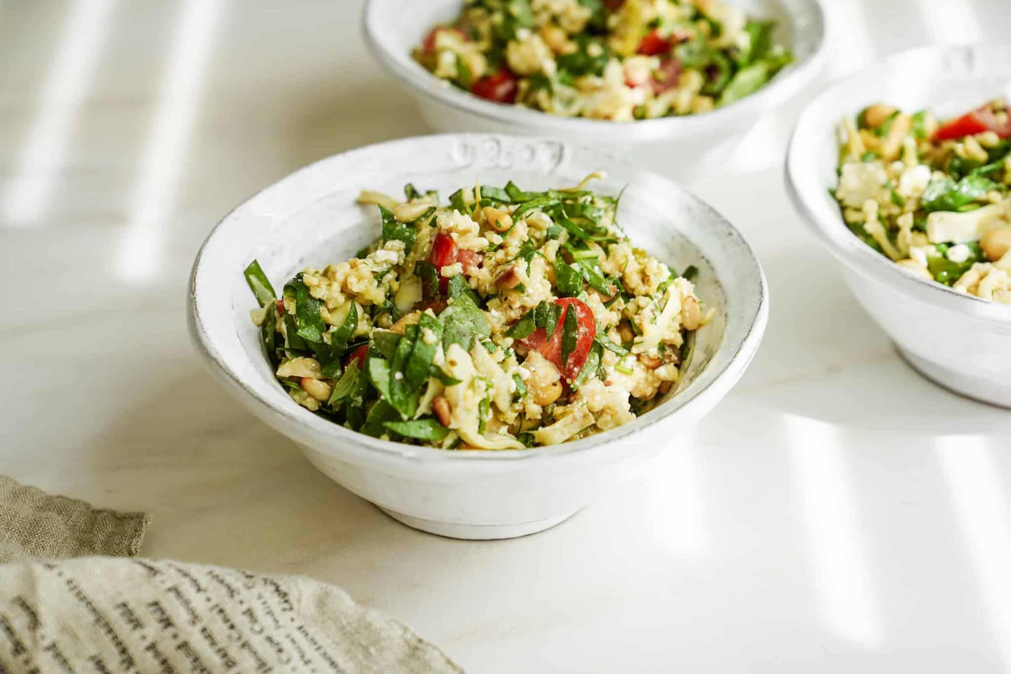 Mediterranean Salad Recipe in a large white bowl