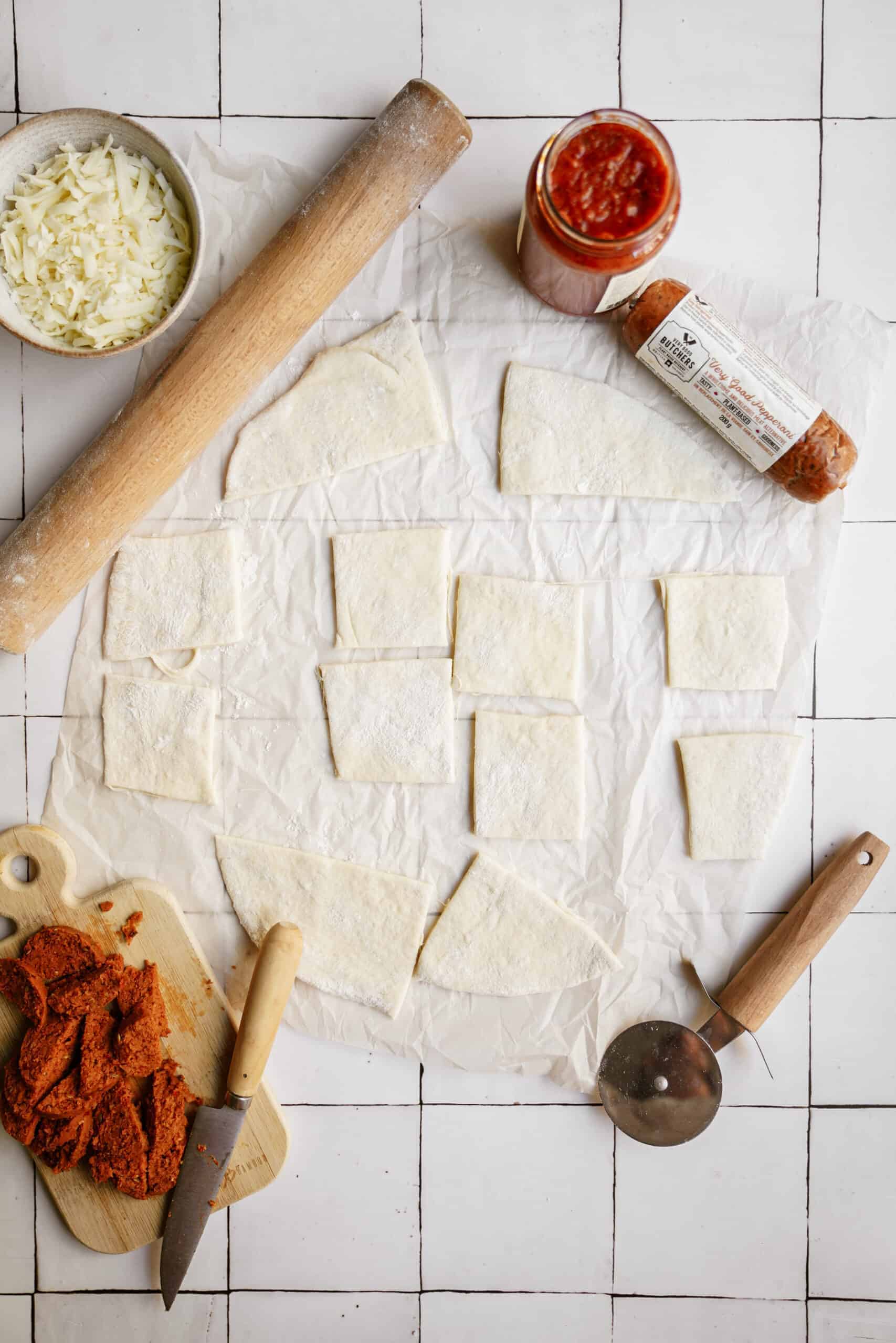 Ingredients for homemade pizza pockets