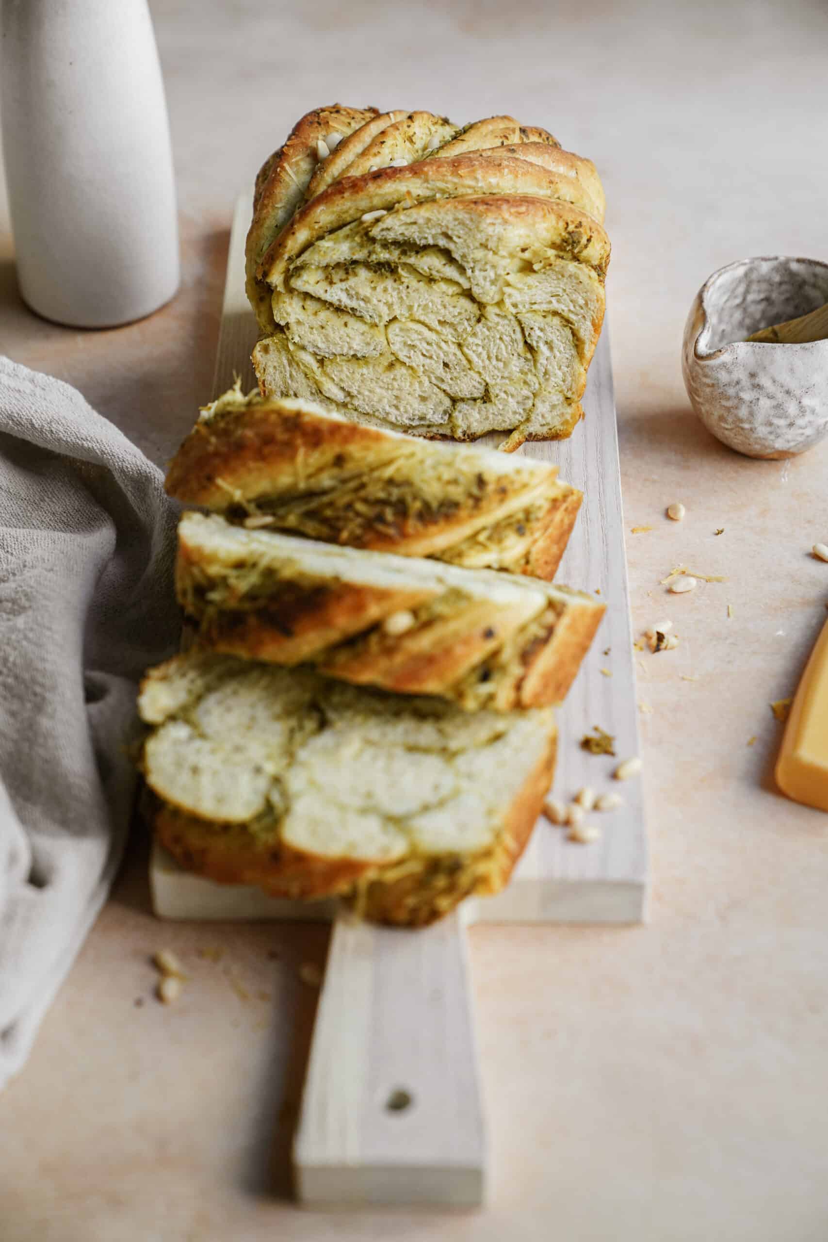 Twist Bread on a cutting board