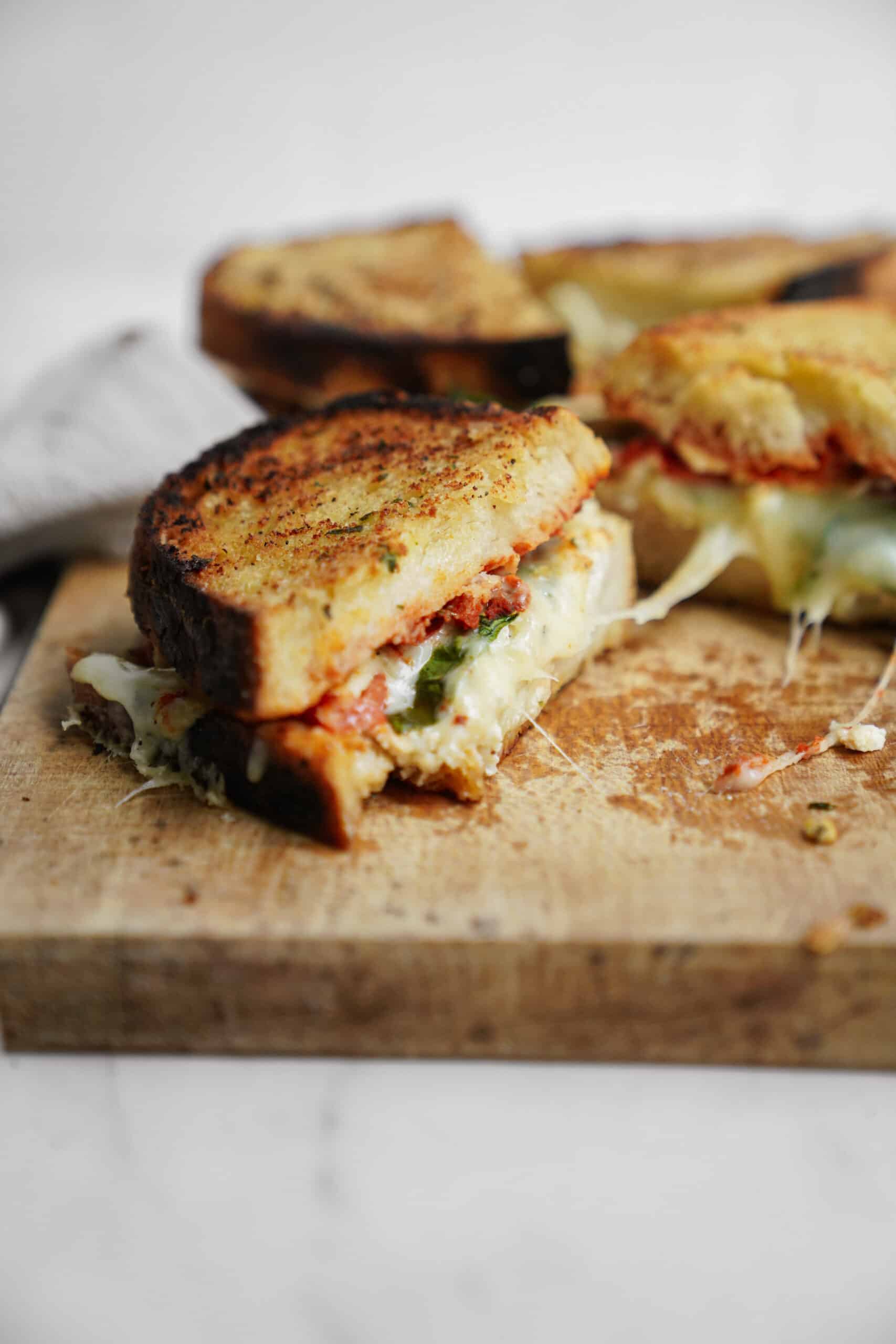 Lasagna grilled cheese on cutting board