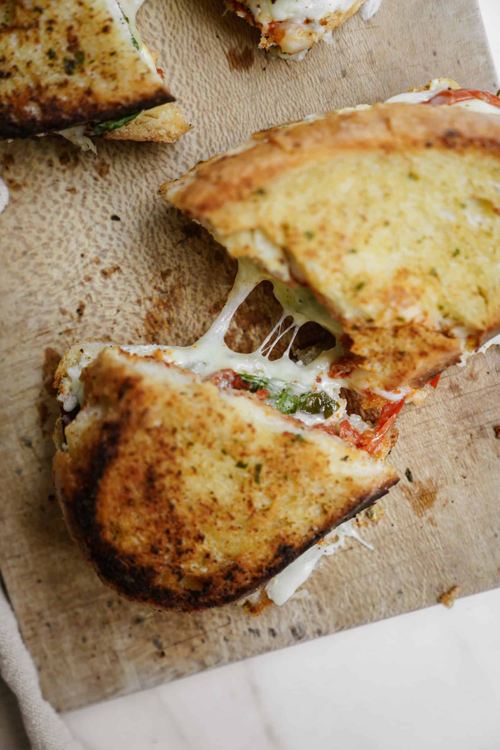 Lasagna grilled cheese on cutting board