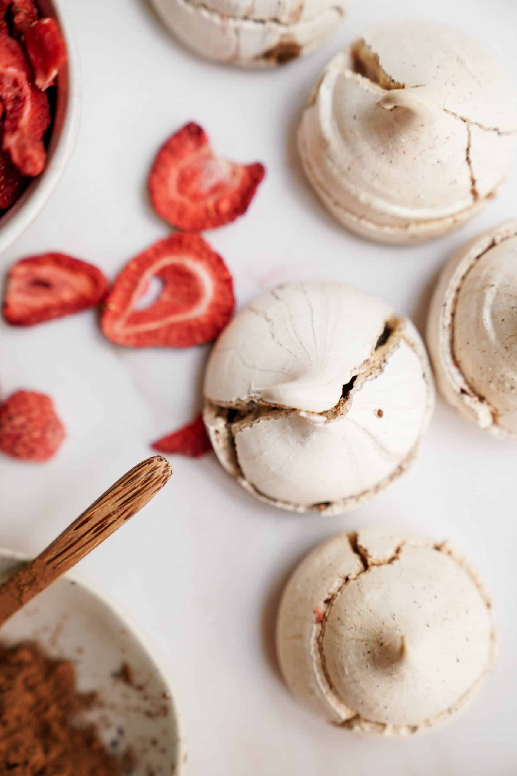 Chocolate meringue Cookie Recipe on counter with ingredients