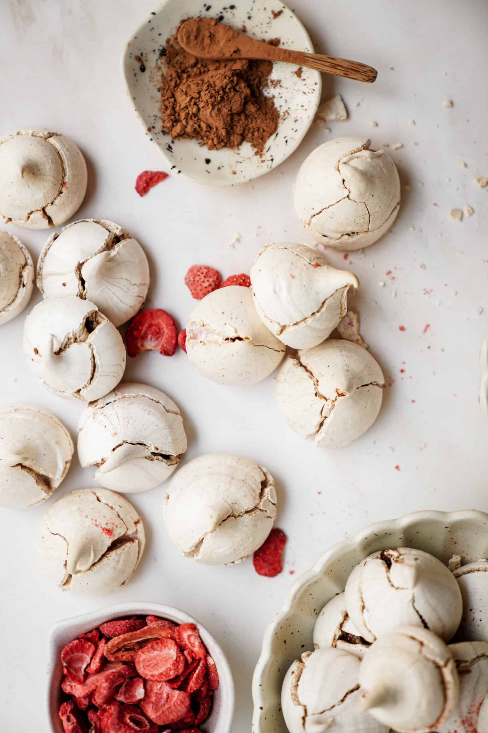 Chocolate meringue Cookie Recipe on counter with ingredients