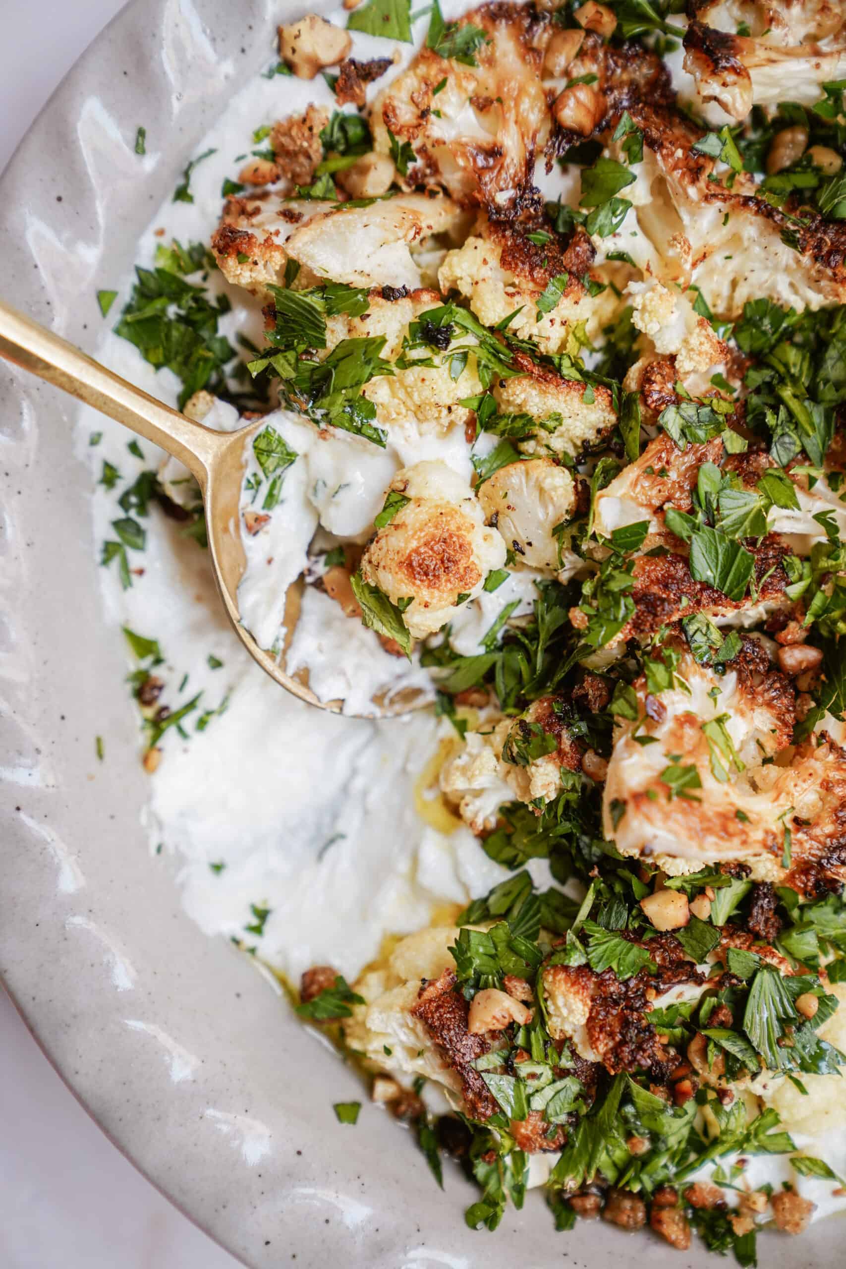 Close-up of whipped feta dip