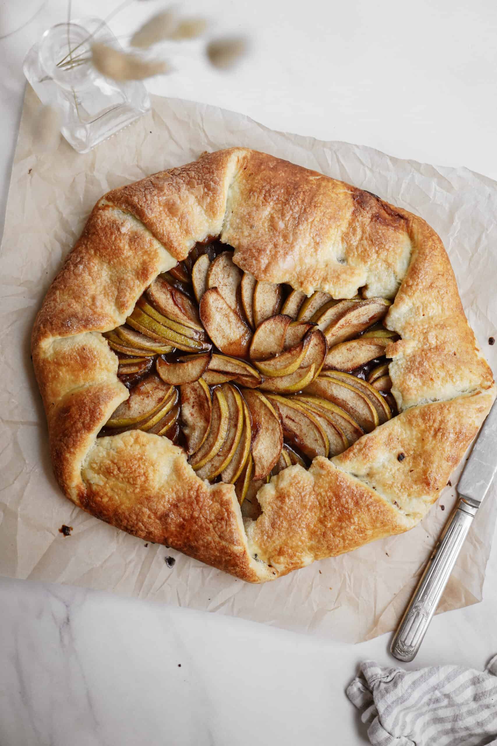 Apple Galette on counter