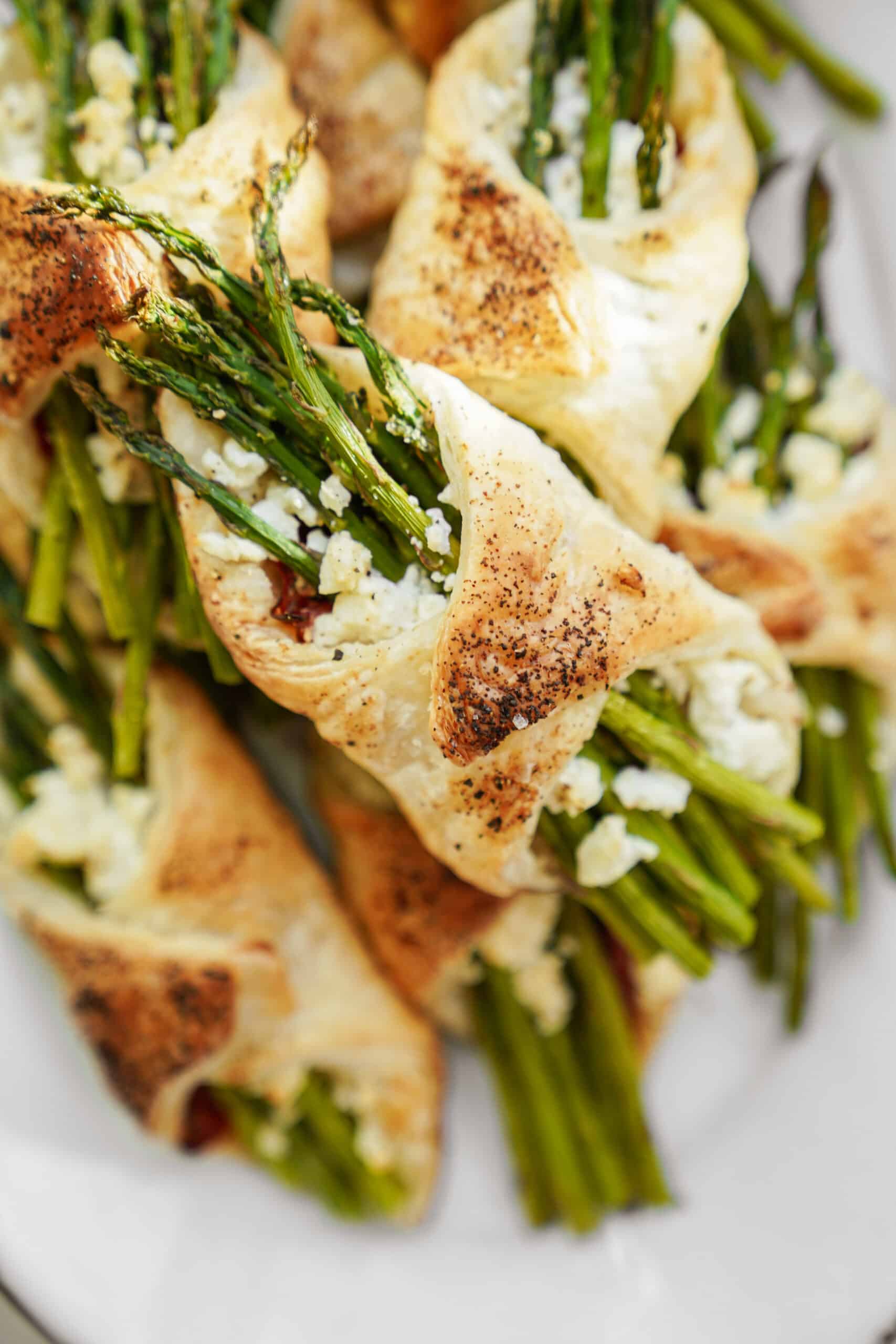 Close-up of Asparagus Puff Pastry Bundles