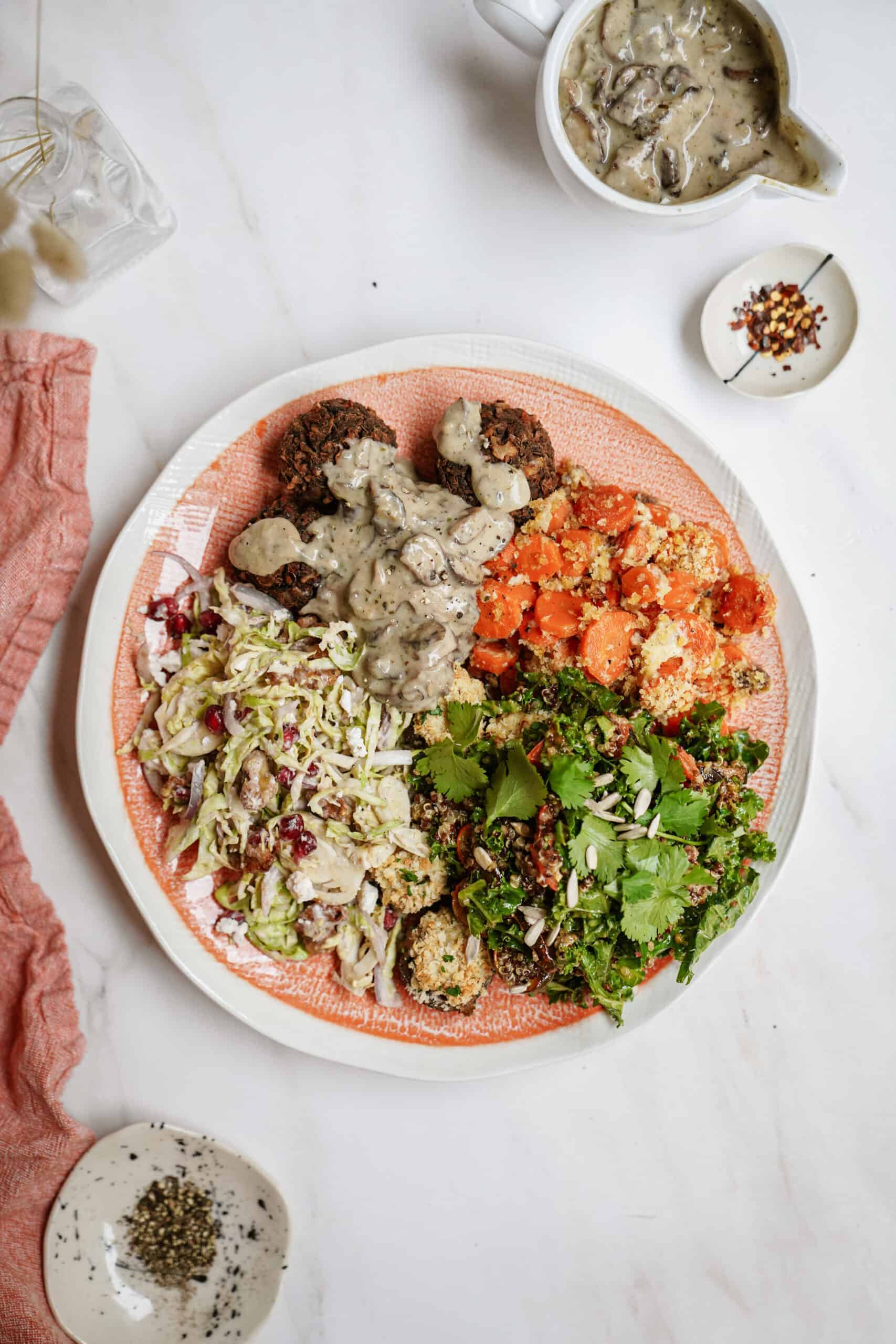 Stuffing balls as a side on a plate of food