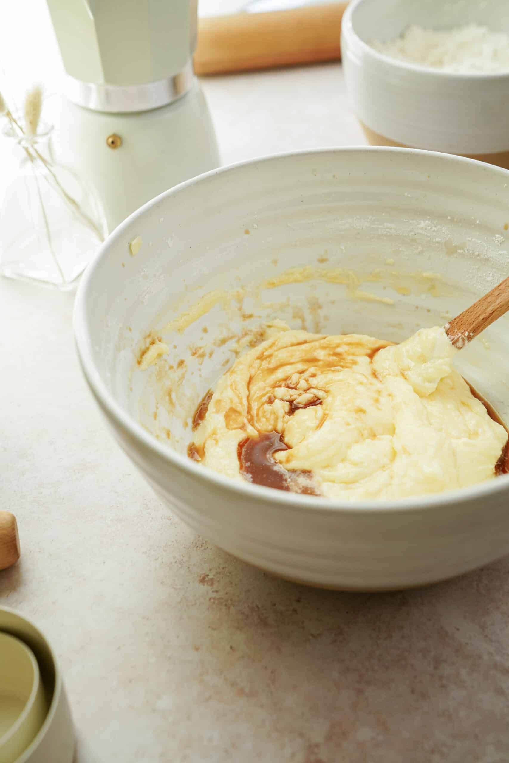 Ingredients being stirred in a bowl