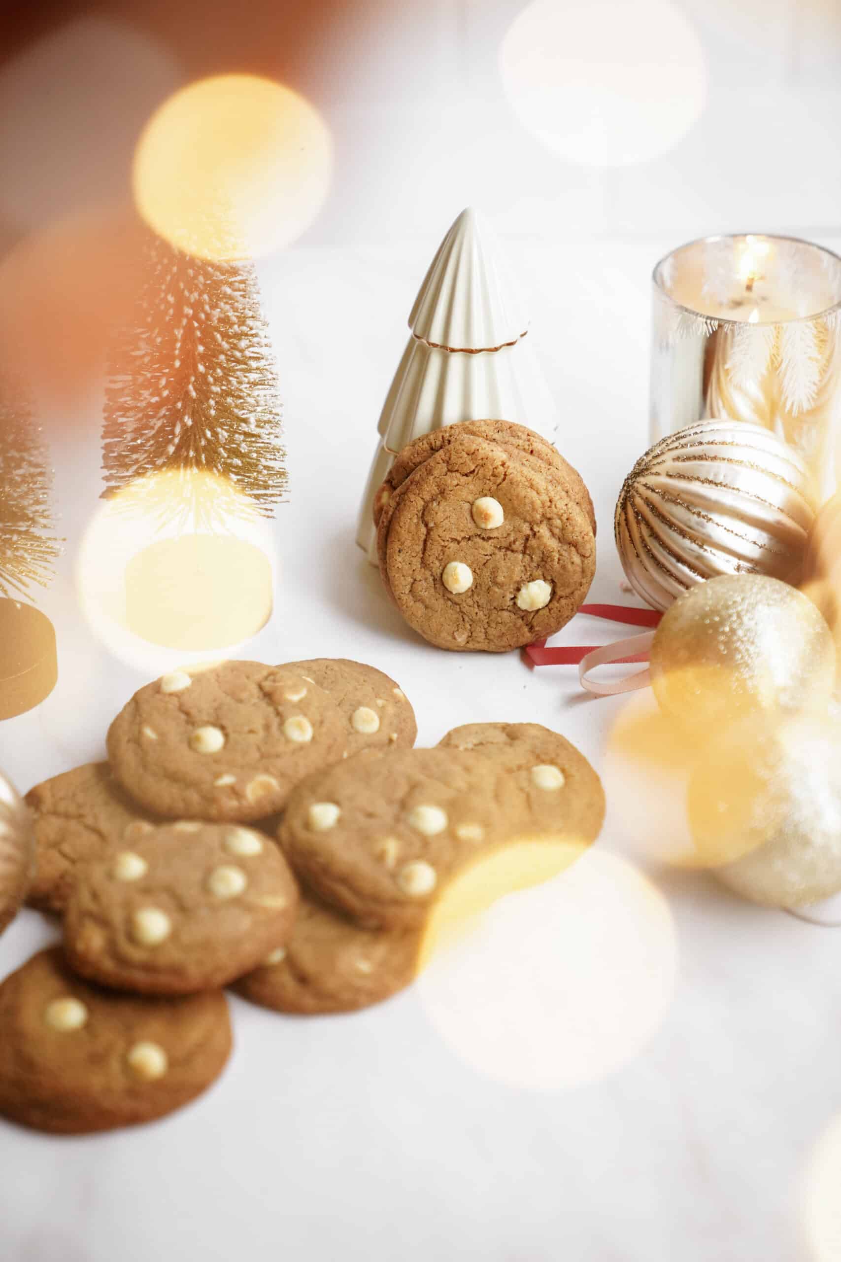 Snickerdoodle cookie recipe sprinkled across a countertop