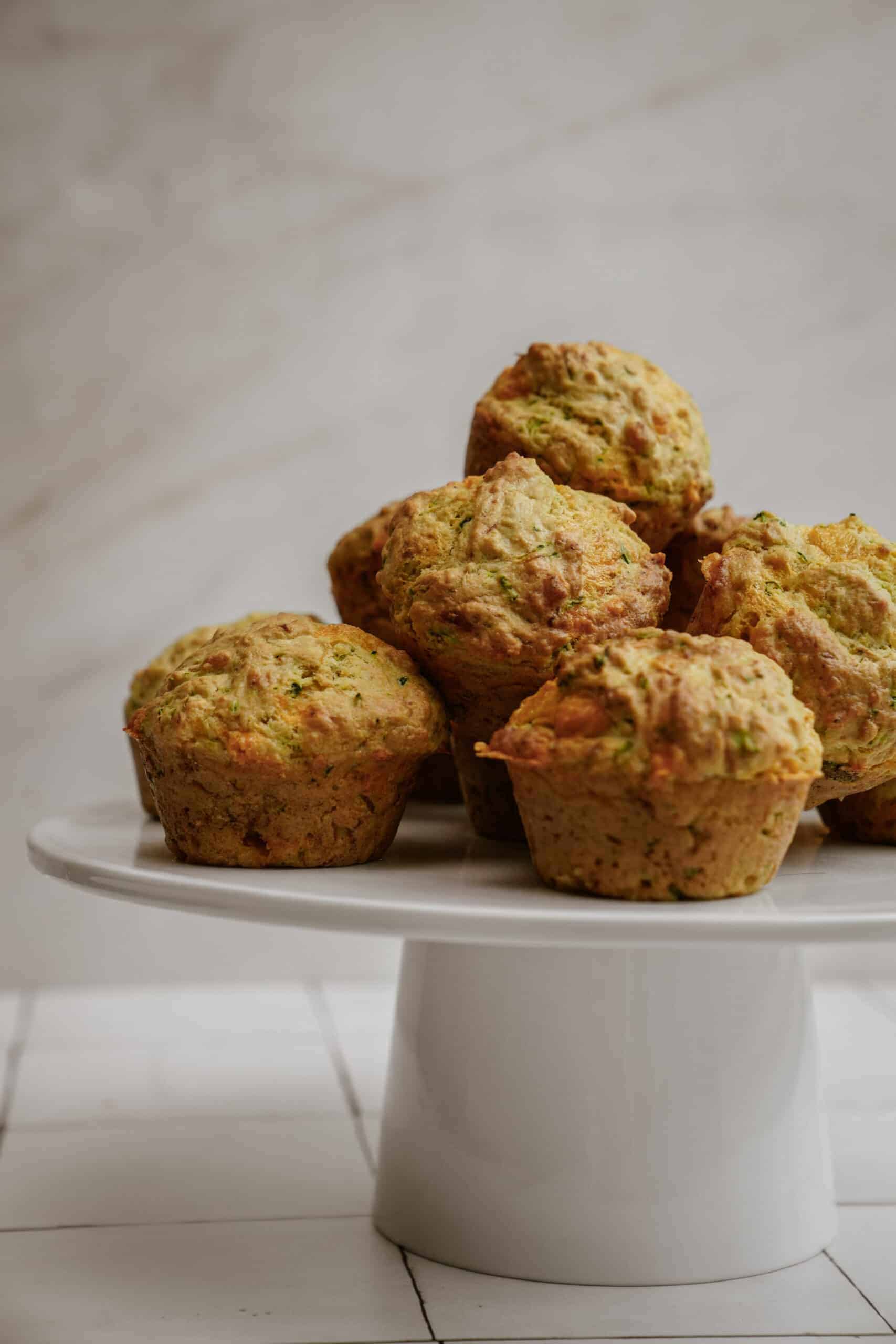 Breakfast muffin on serving tray