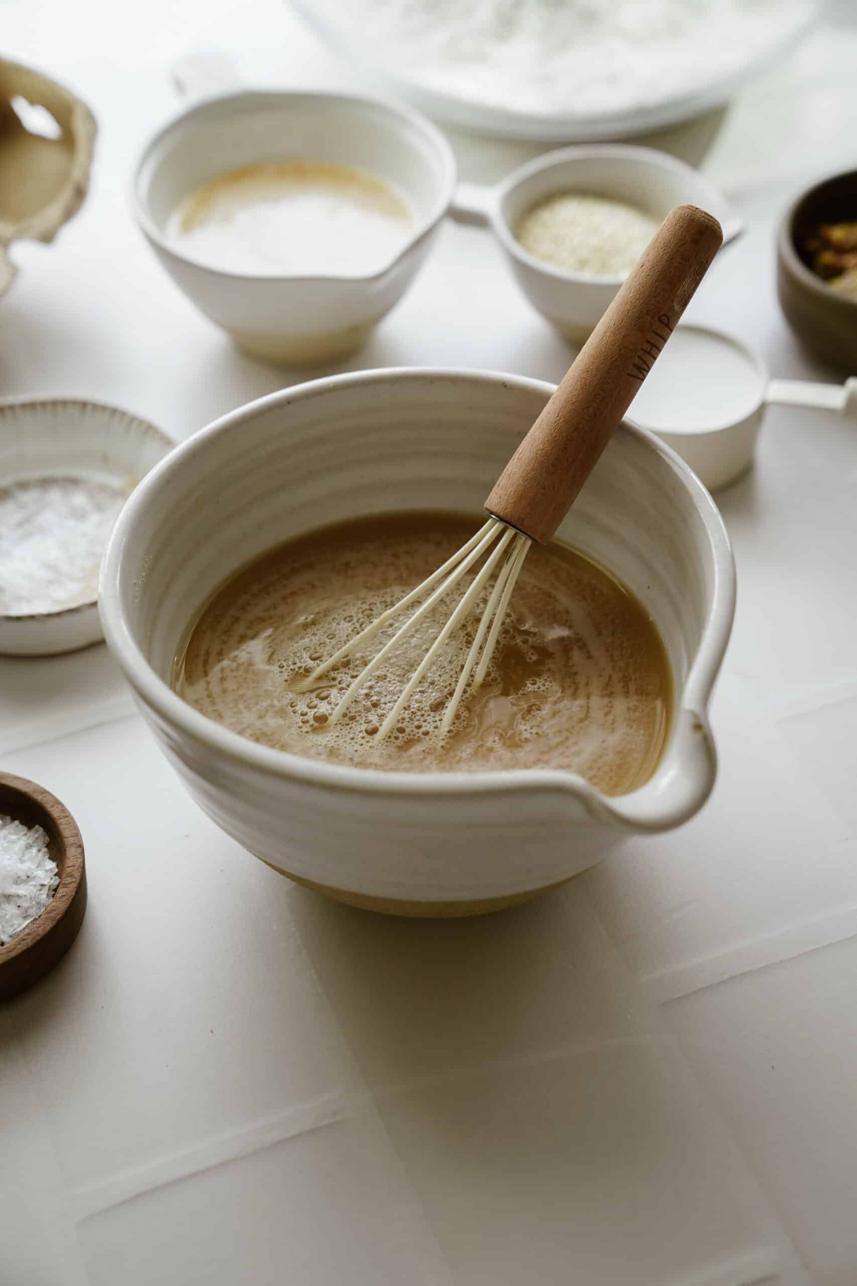 Wet ingredients mixed together in a bowl