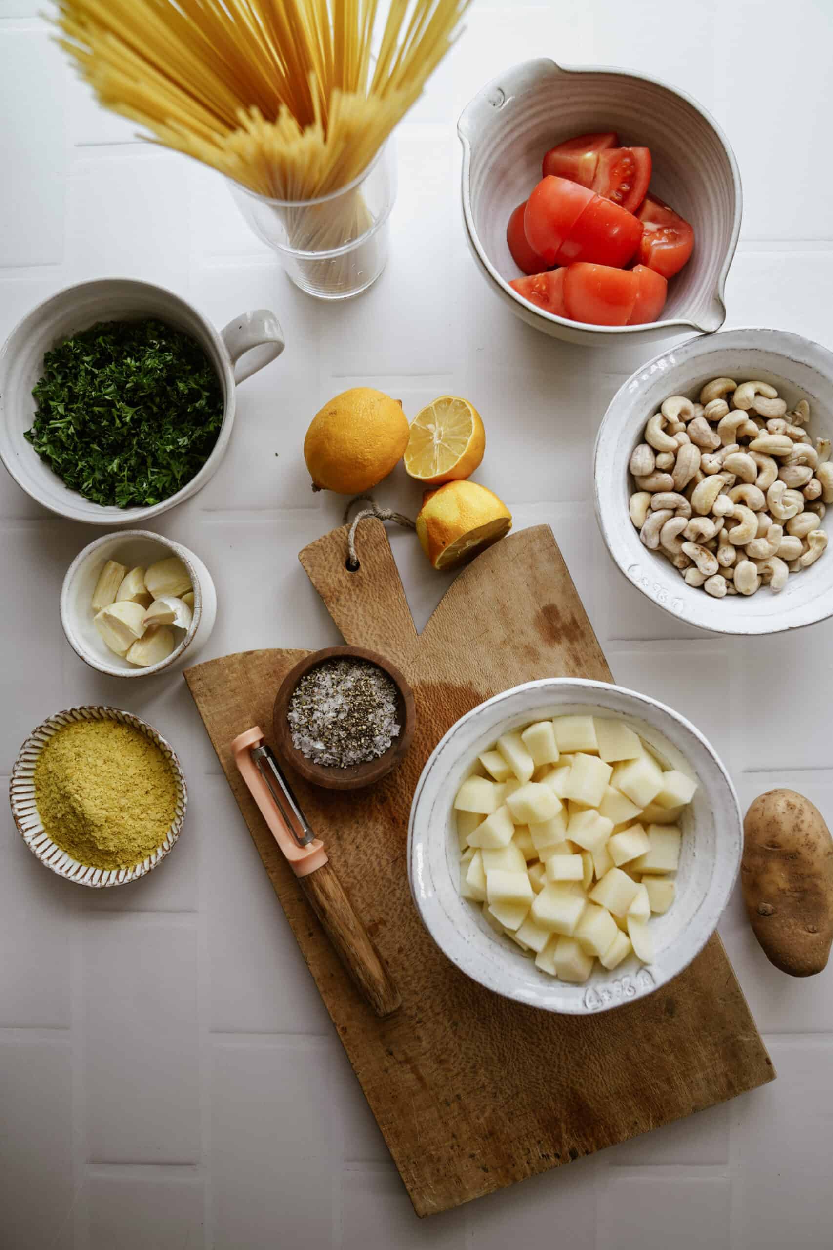 Ingredients for spaghettini recipe