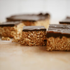 Close up of puffed quinoa bars