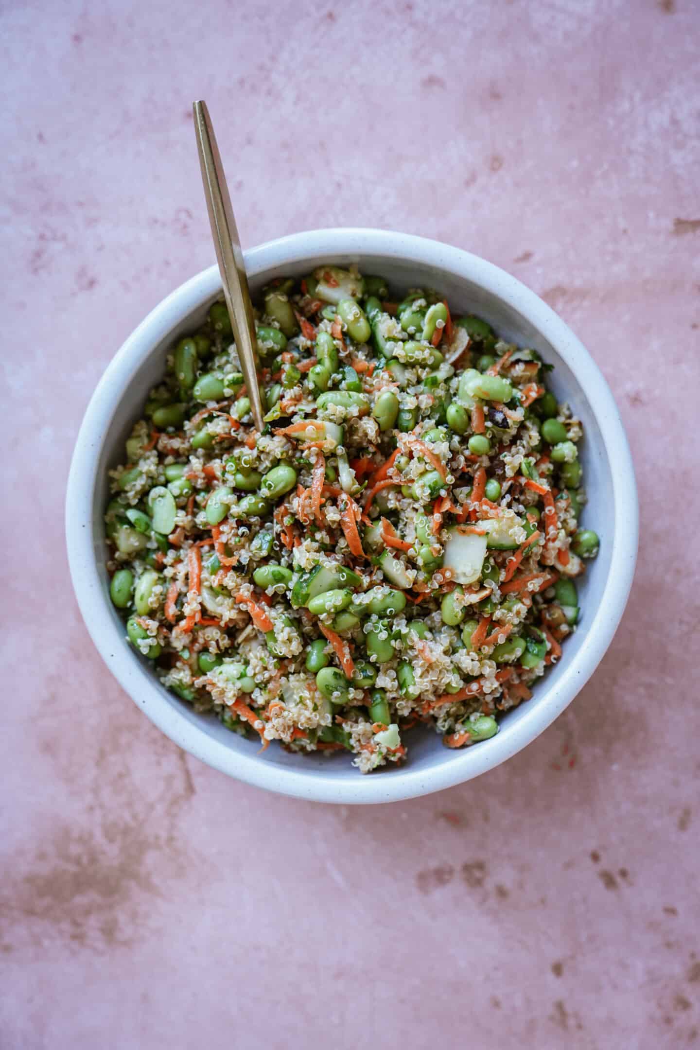 Bowl of edamame salad