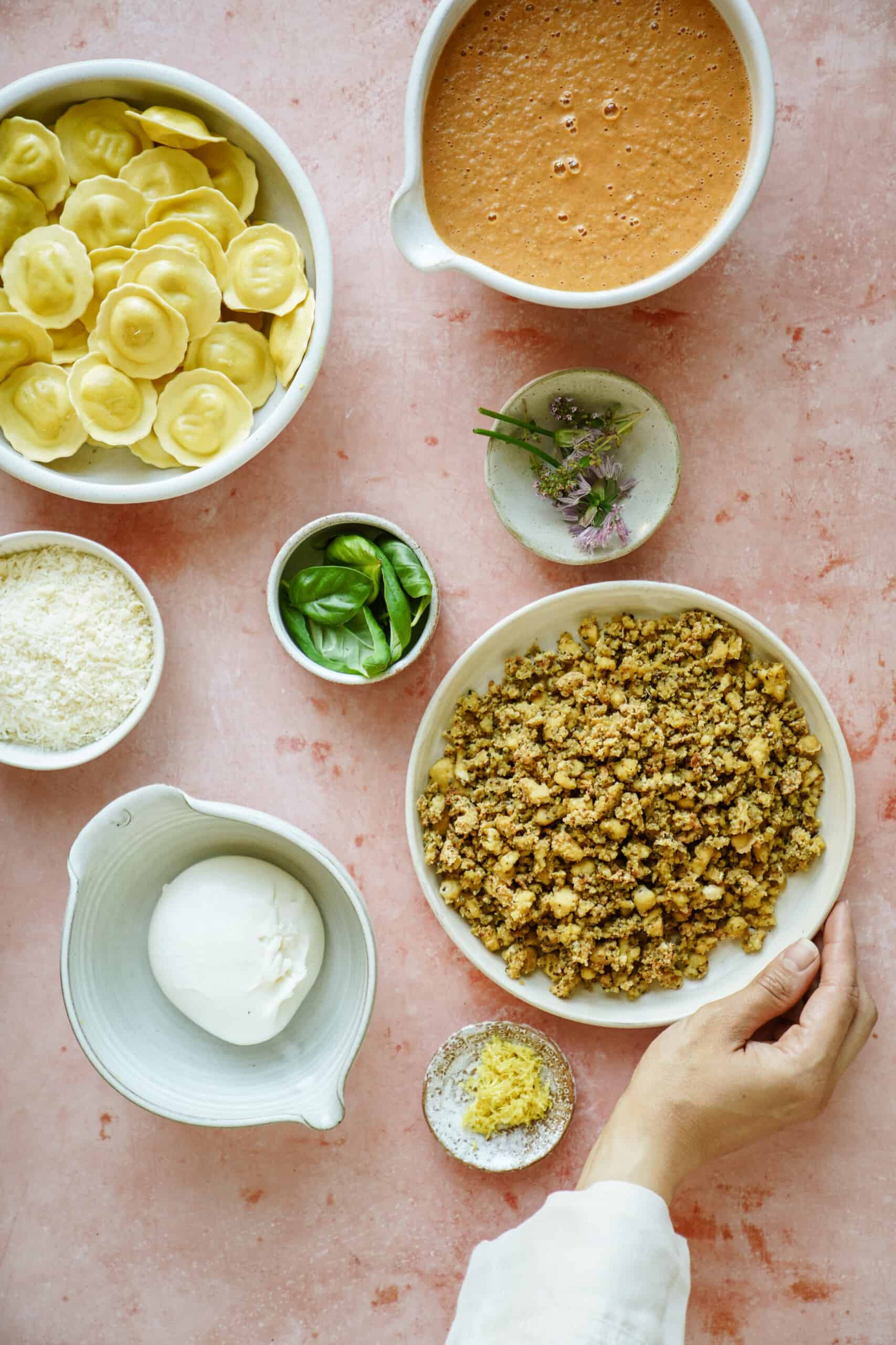 Ingredients for ravioli casserole