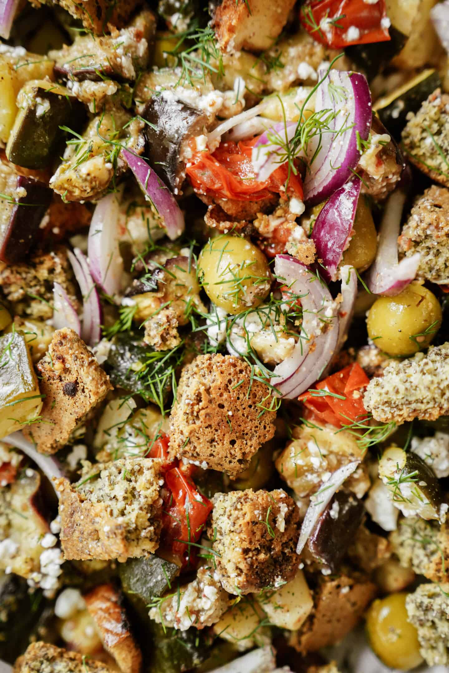 Close-up of homemade croutons