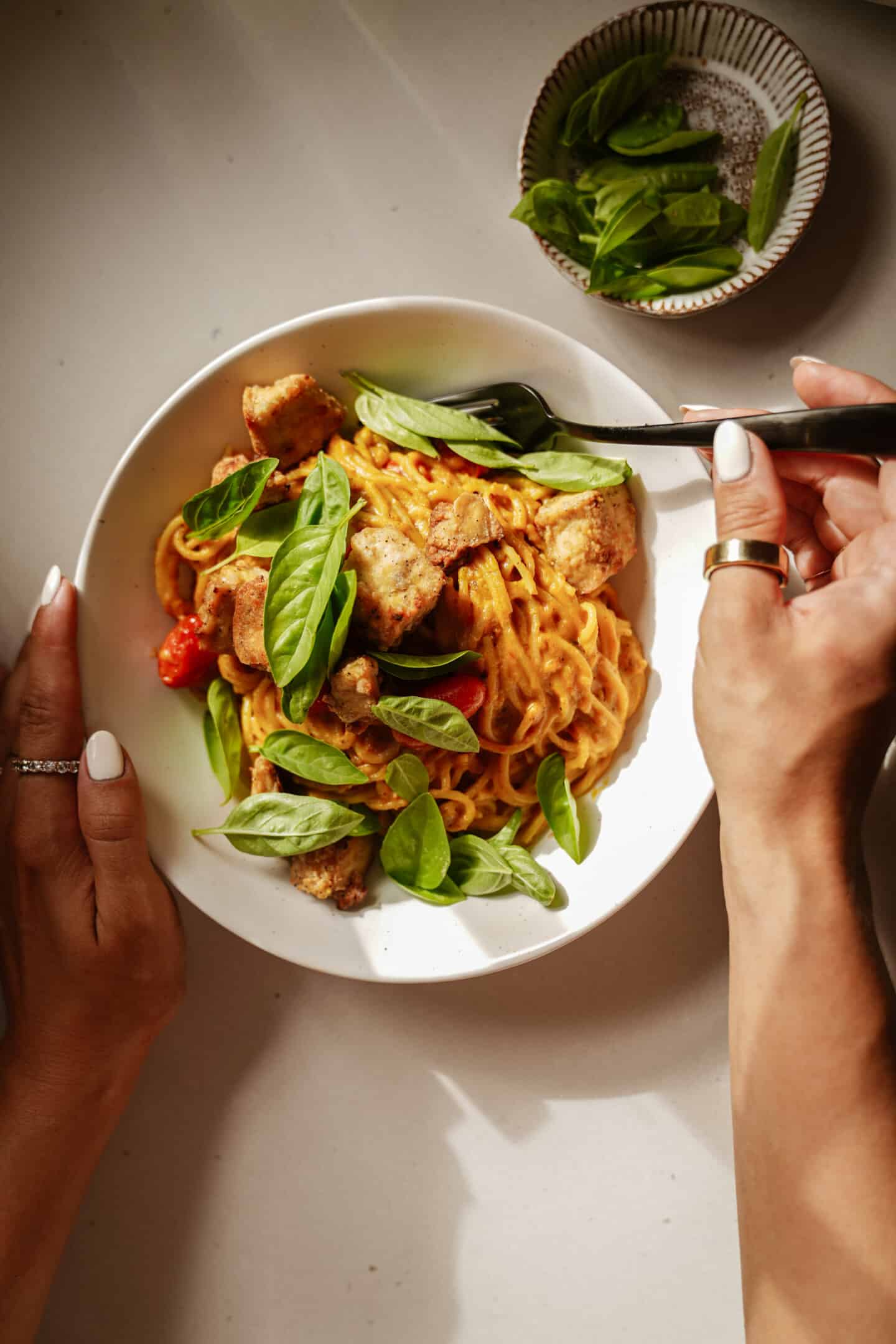 Pumpkin pasta in a bowl