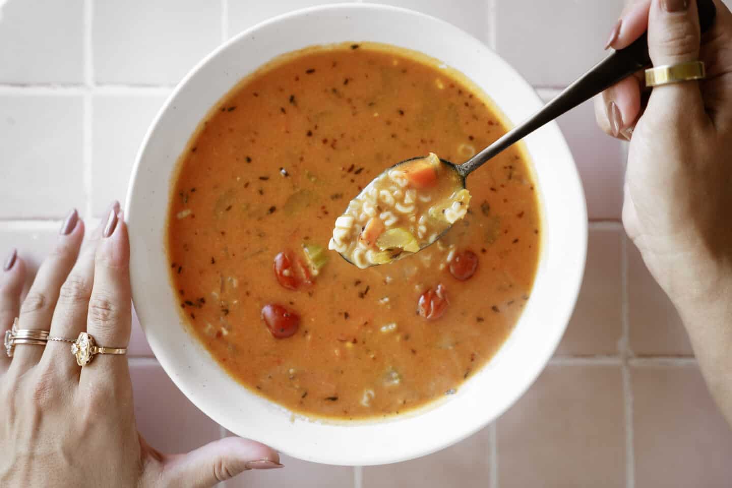 Alphabet Soup with spoon scooping out the noodles