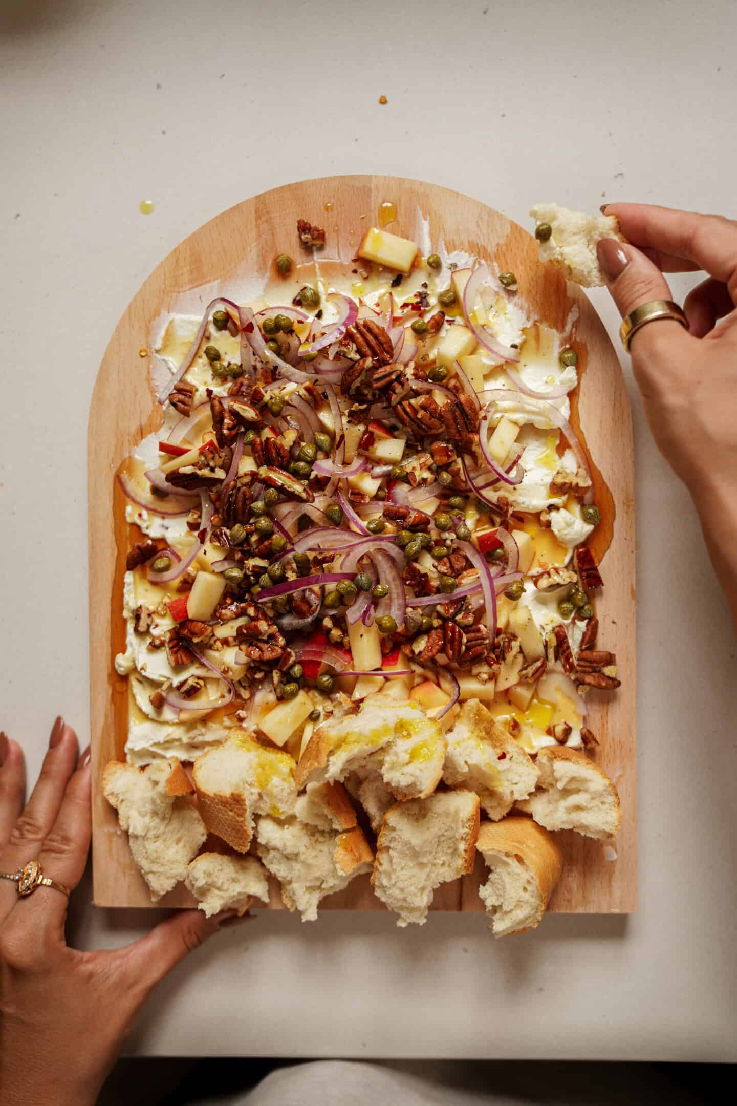 Cheese board on a counter