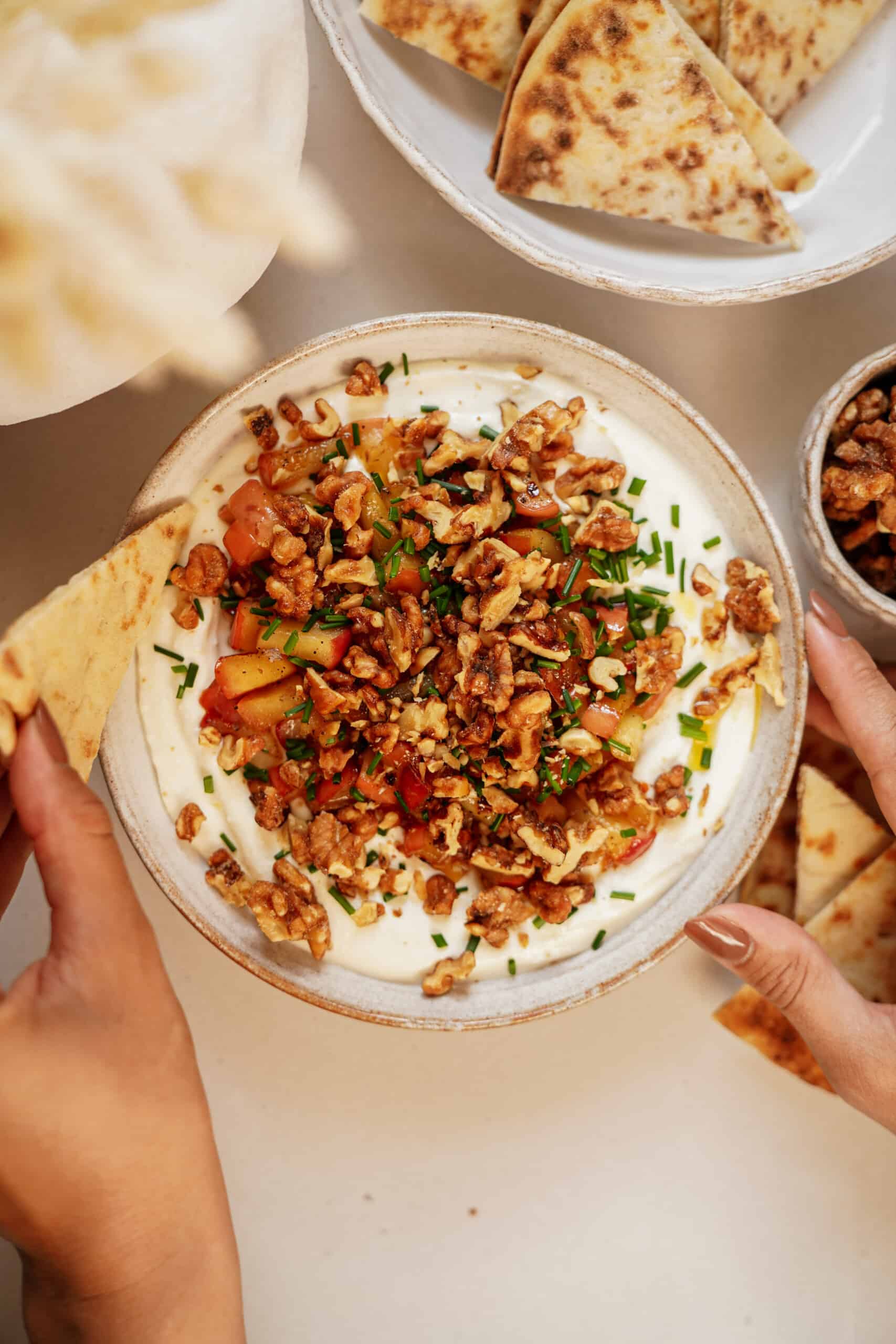 Feta Dip in a bowl on a counter