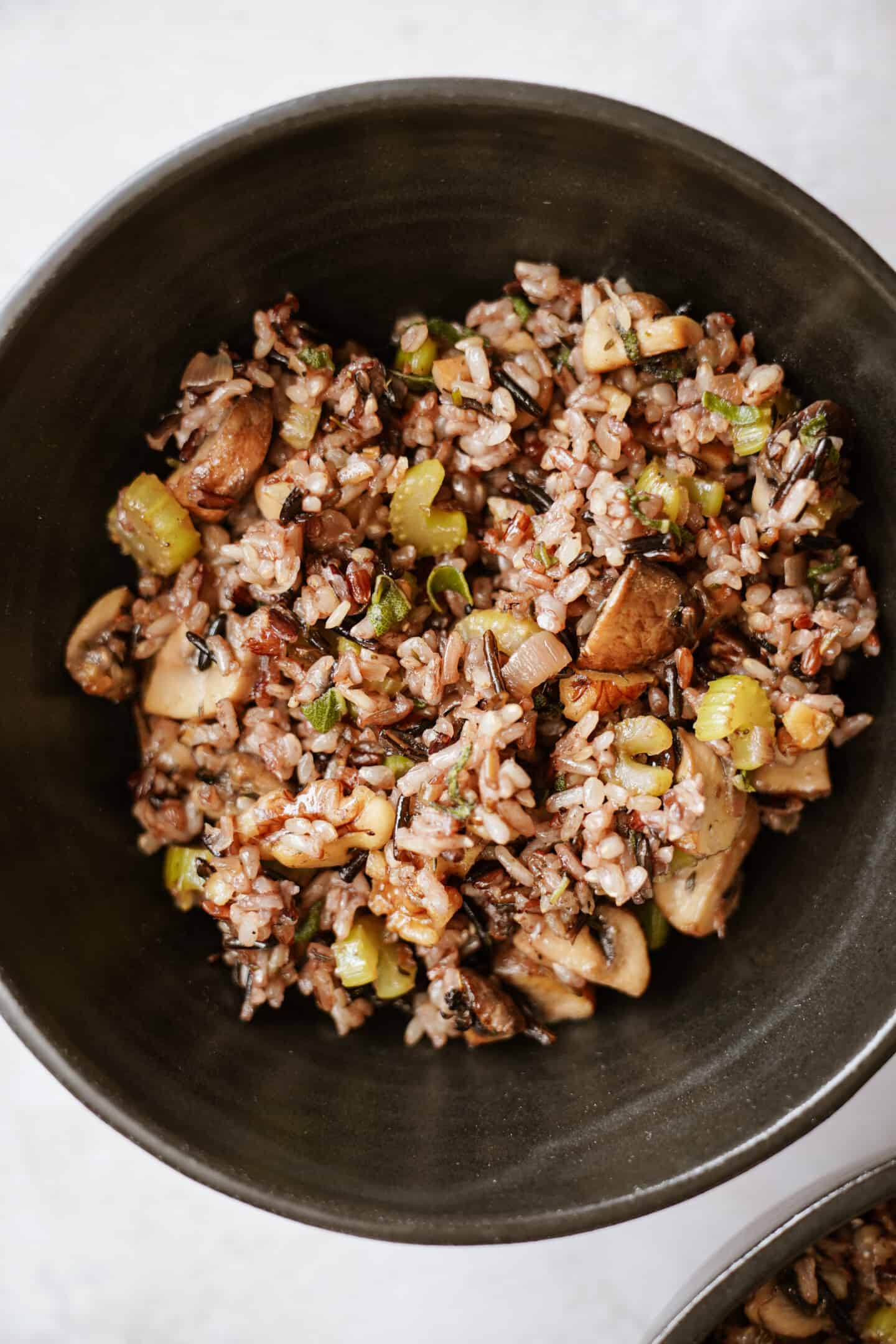 Close-up of gluten-free stuffing in a bowl