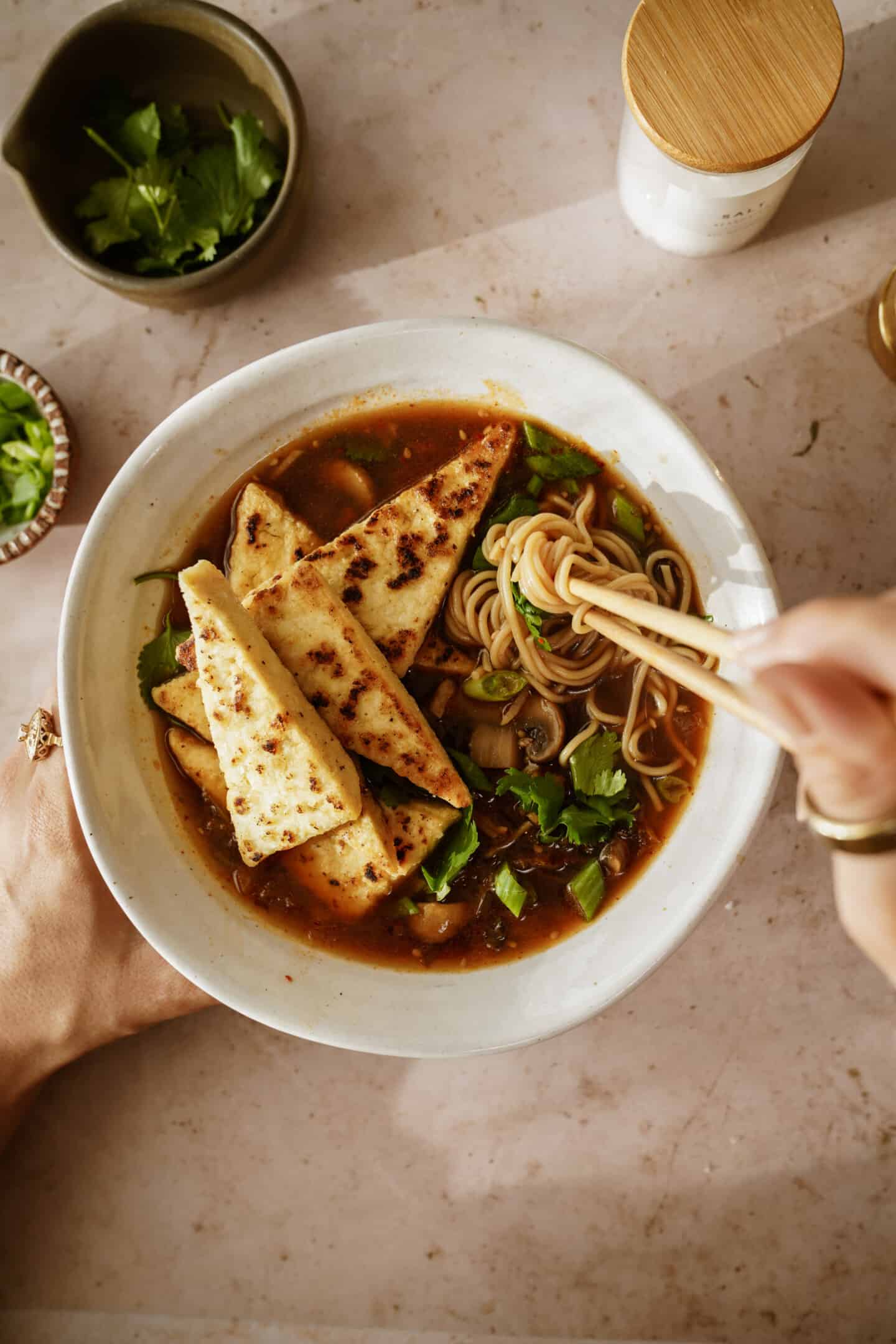 Kimchi ramen in a bowl 