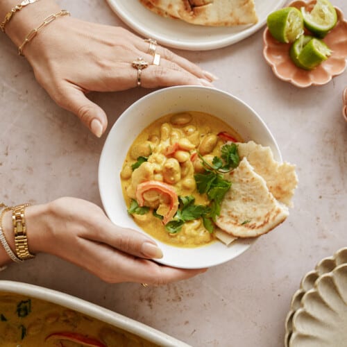 Butter bean curry in a bowl