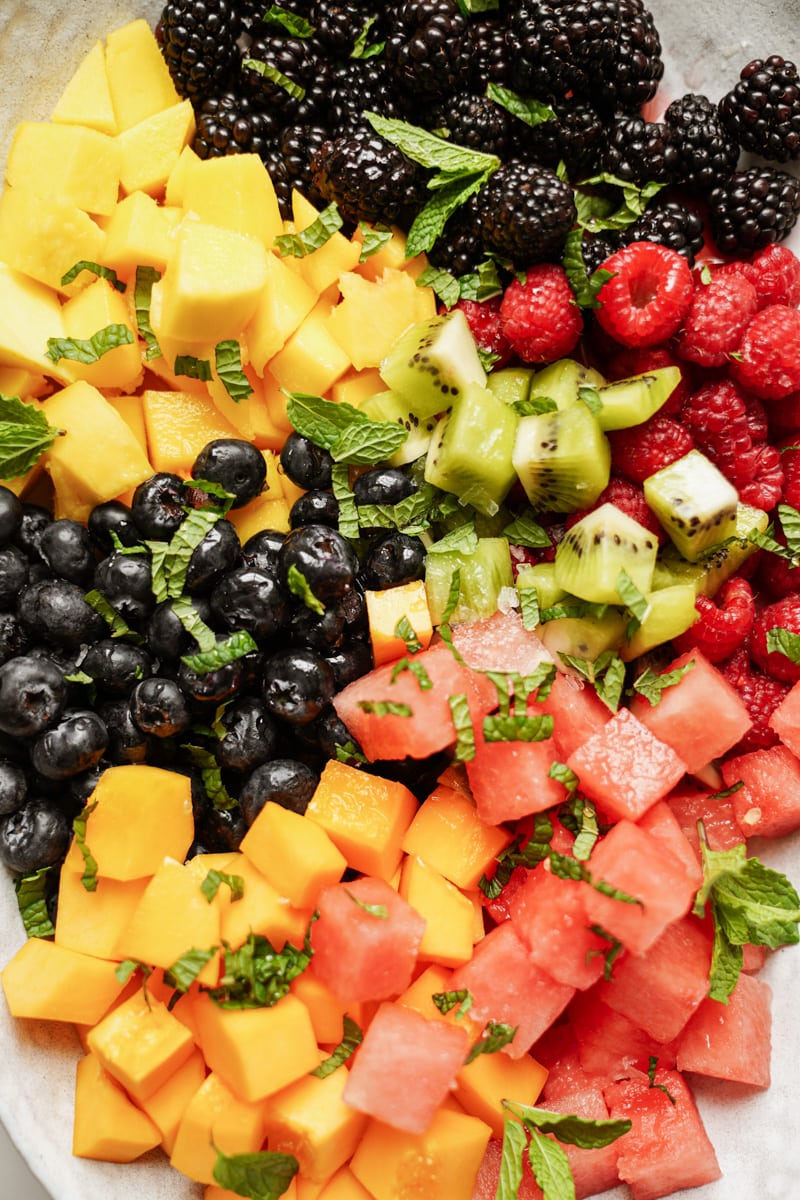 close up of fresh fruit salad