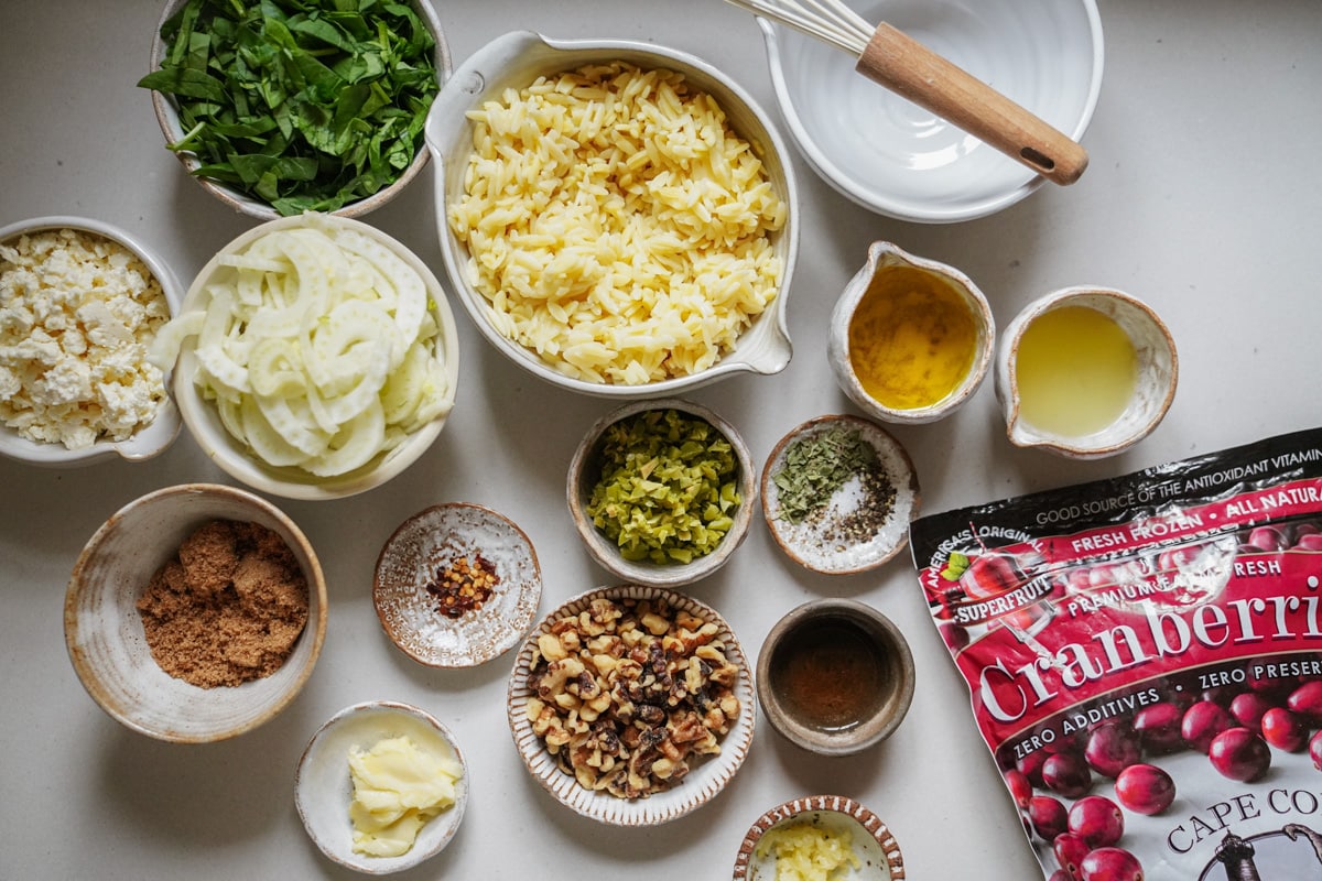 Ingredients for Christmas salads with cranberry 