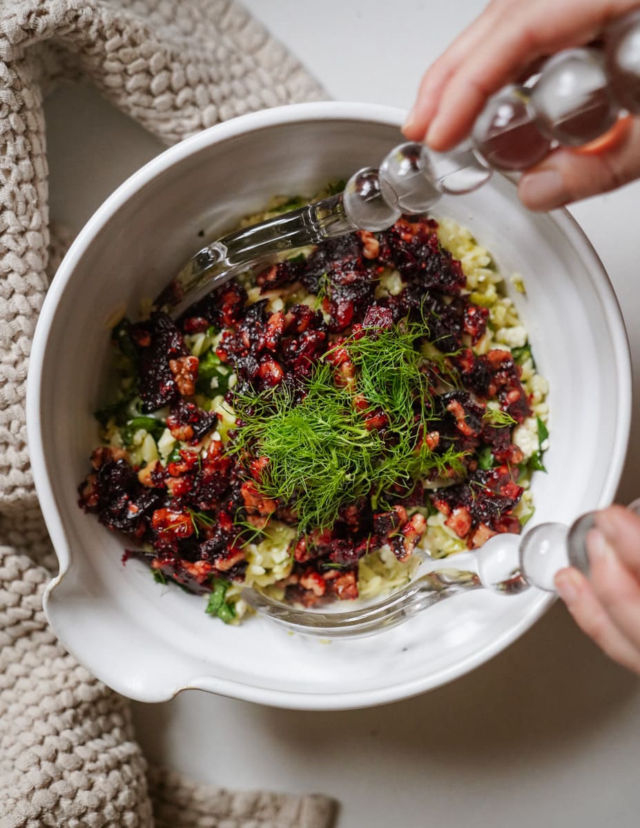 Christmas salad with cranberries and fresh herbs