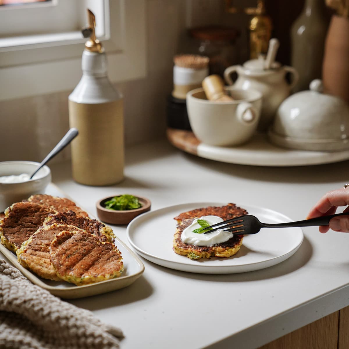 Pumpkin fritters on counter