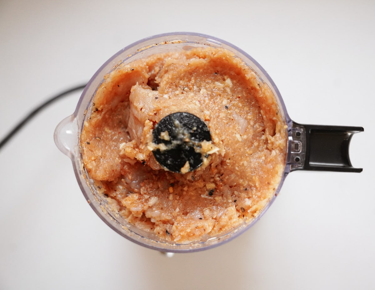 meatball ingredients in a food processor